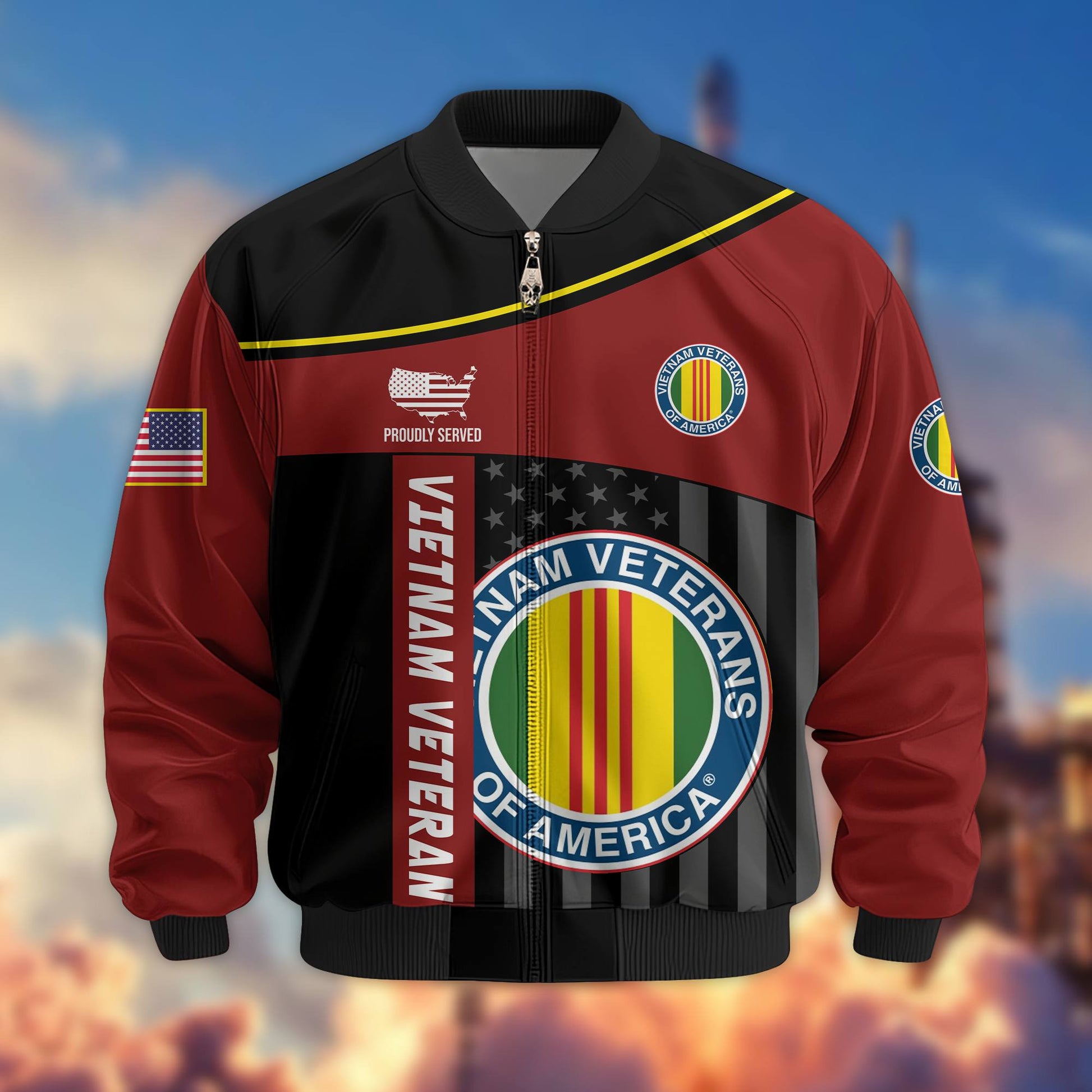 Premium Vietnam Veteran Bomber Jacket VPVC803506, Gifts For Vietnam Veteran, Gifts On Father's Day, Veterans Day.