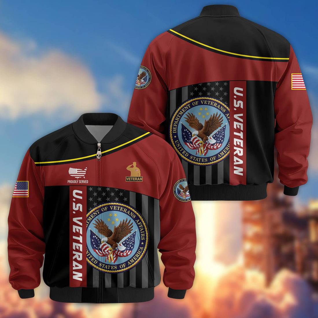 Premium US Veteran Bomber Jacket VPVC803507, Gifts For US Veteran, Gifts On Father's Day, Veterans Day.