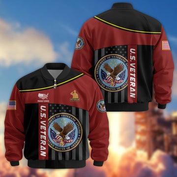 Premium US Veteran Bomber Jacket VPVC803507, Gifts For US Veteran, Gifts On Father's Day, Veterans Day.
