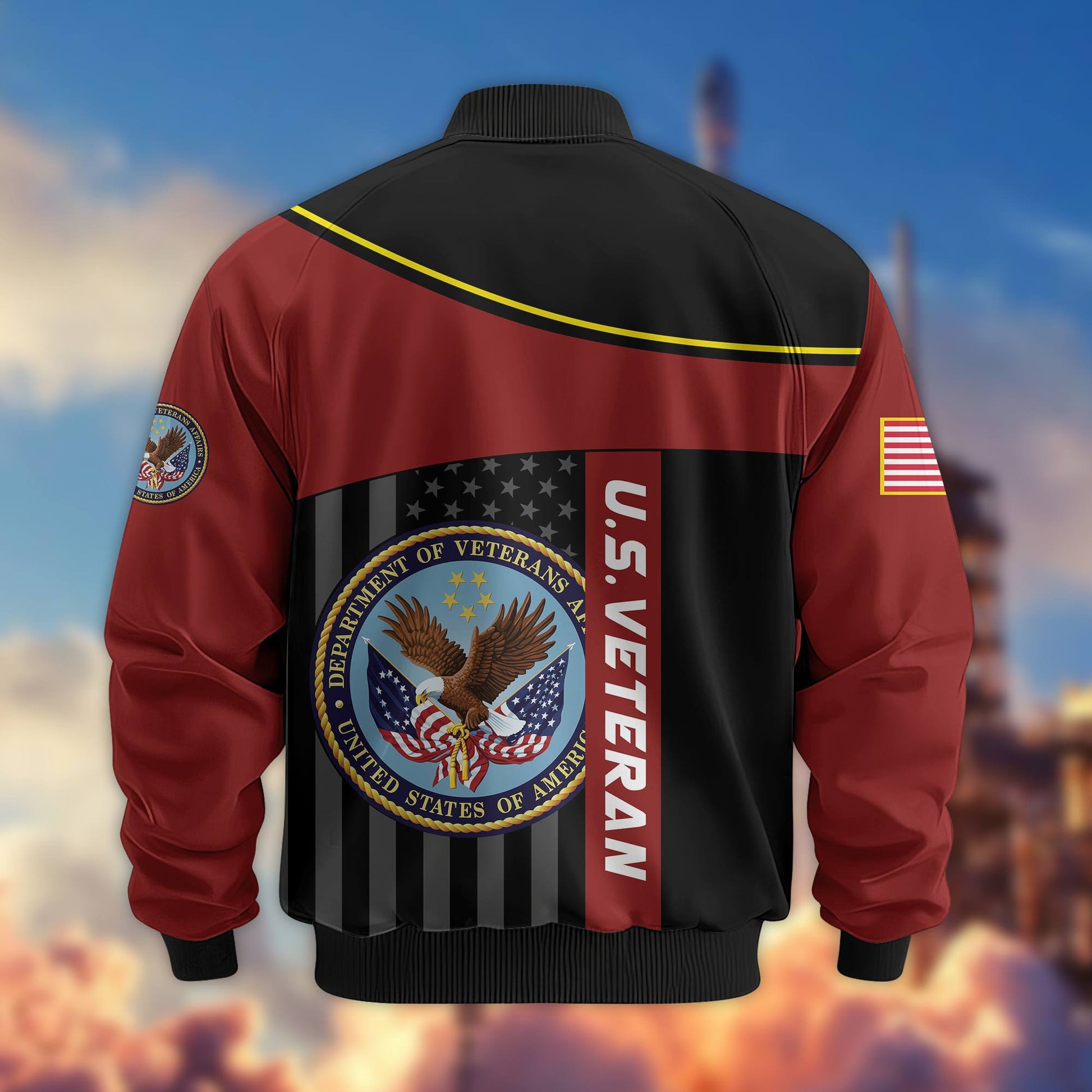 Premium US Veteran Bomber Jacket VPVC803507, Gifts For US Veteran, Gifts On Father's Day, Veterans Day.