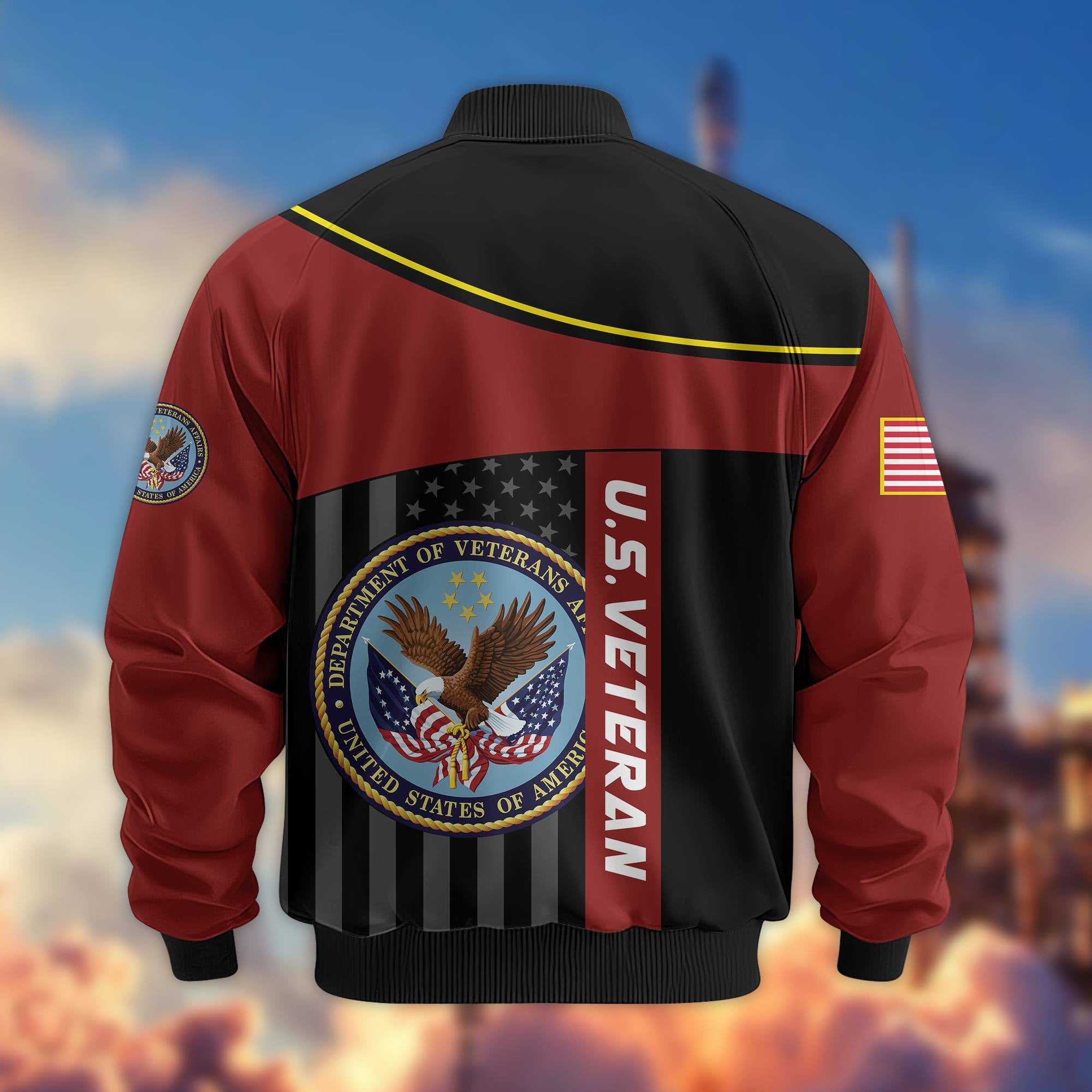 Premium US Veteran Bomber Jacket VPVC803507, Gifts For US Veteran, Gifts On Father's Day, Veterans Day.