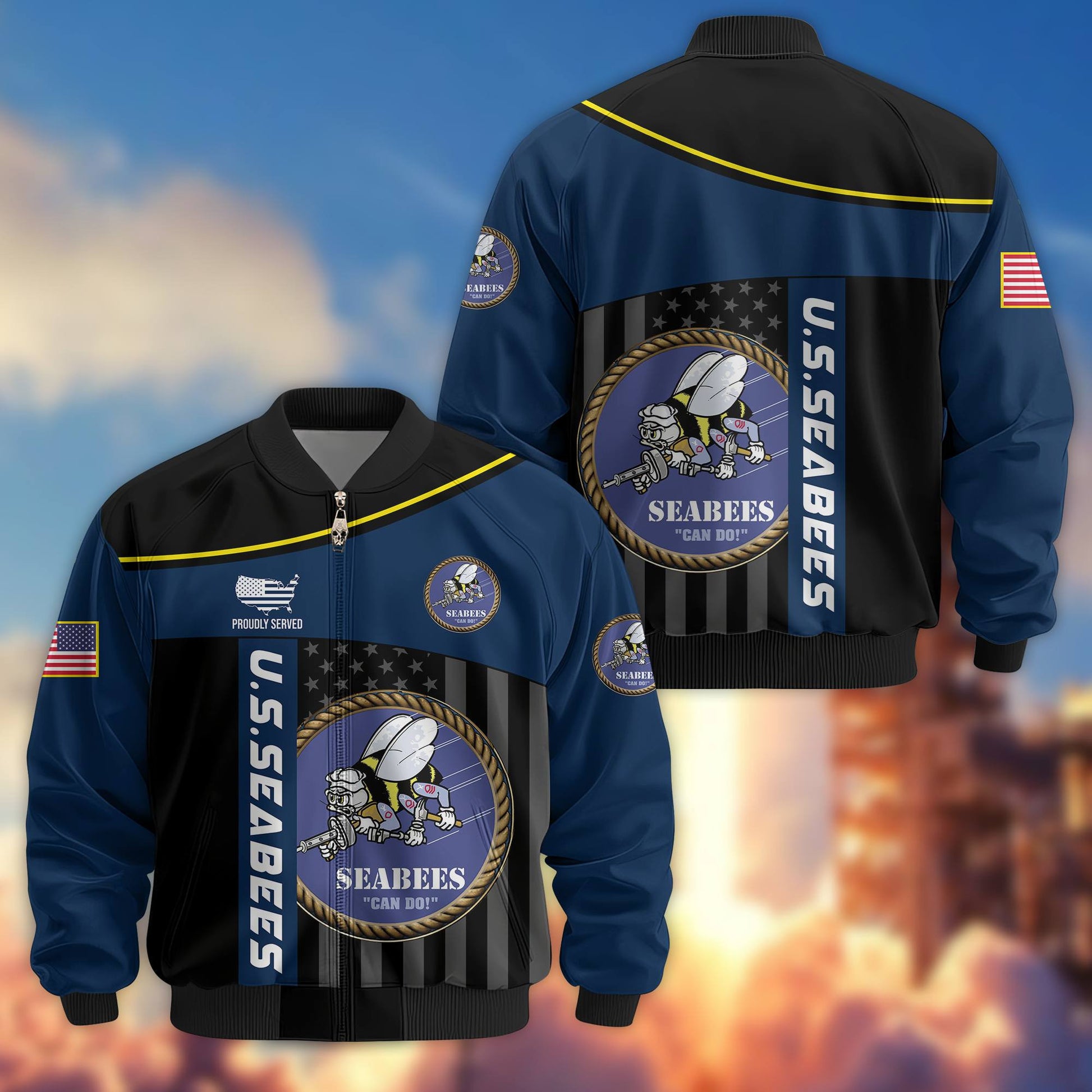 Premium US Seabees Bomber Jacket VPVC803509, Gifts For Seabees Veteran, Gifts On Father's Day, Veterans Day.