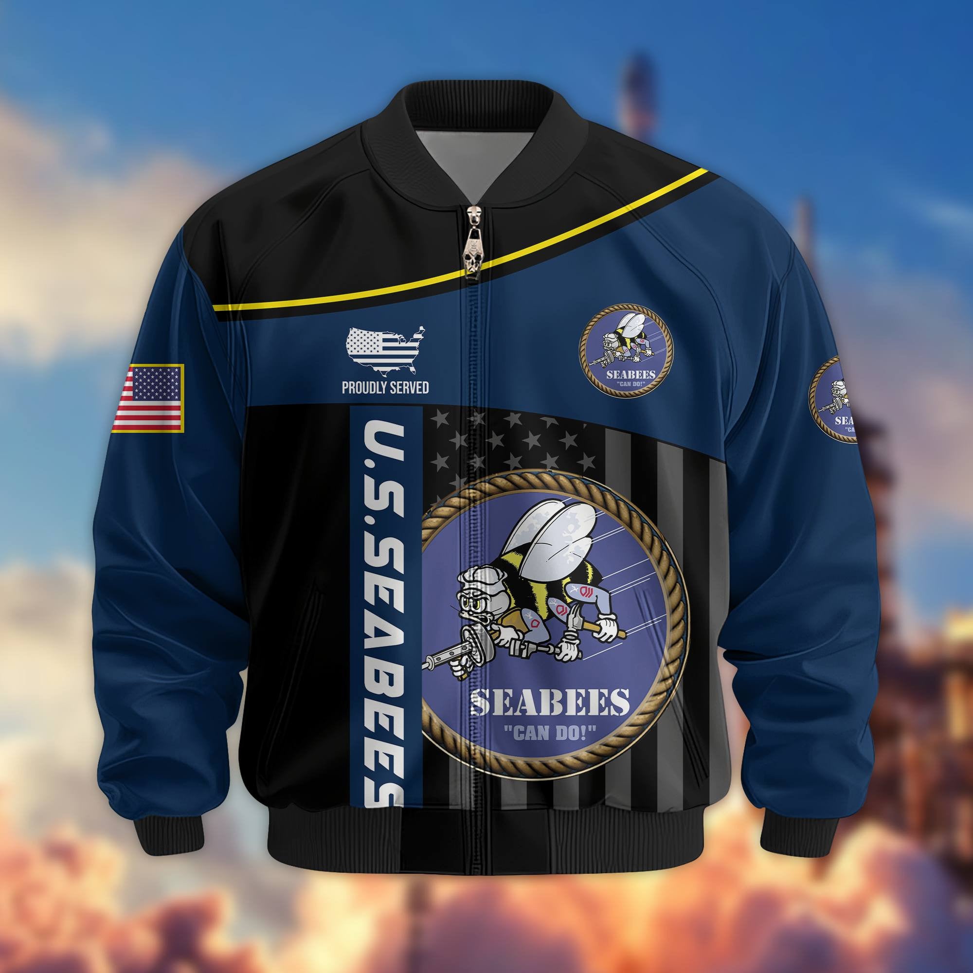 Premium US Seabees Bomber Jacket VPVC803509, Gifts For Seabees Veteran, Gifts On Father's Day, Veterans Day.