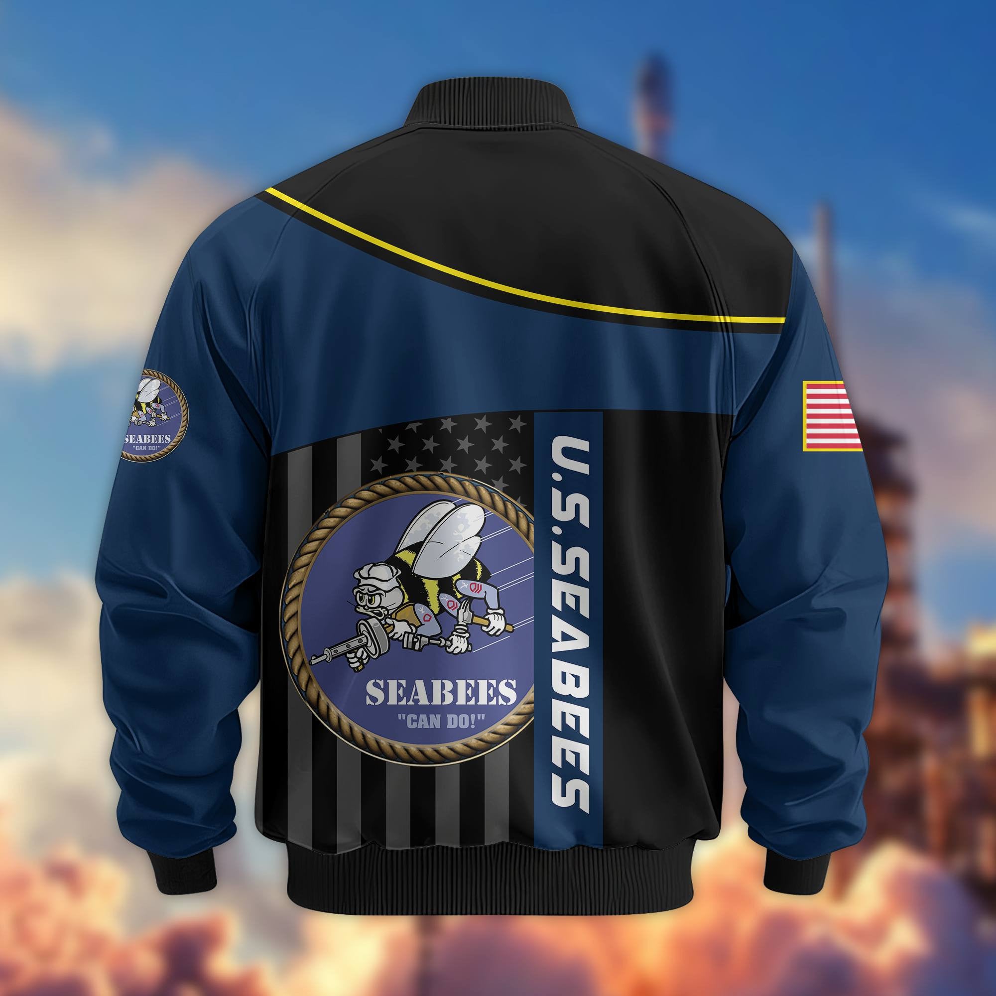 Premium US Seabees Bomber Jacket VPVC803509, Gifts For Seabees Veteran, Gifts On Father's Day, Veterans Day.