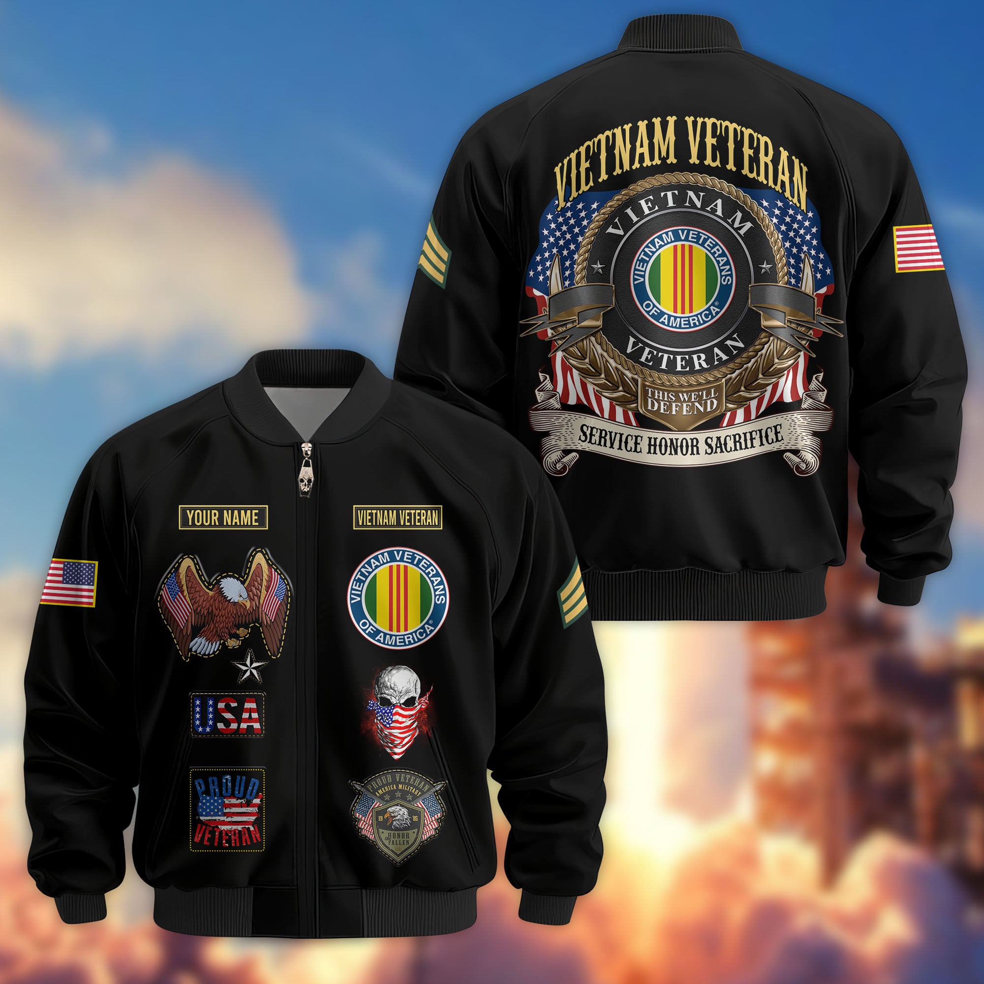 Premium Custom Vietnam Veteran Bomber Jacket VPVC803606, Gifts For Vietnam Veteran, Gifts On Father's Day, Veterans Day.