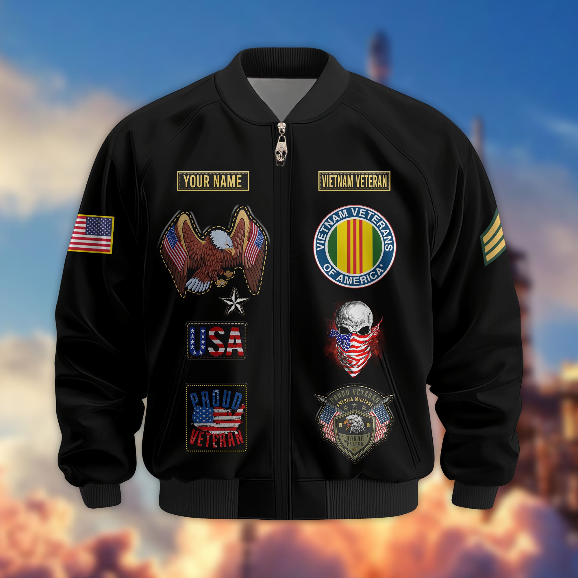 Premium Custom Vietnam Veteran Bomber Jacket VPVC803606, Gifts For Vietnam Veteran, Gifts On Father's Day, Veterans Day.