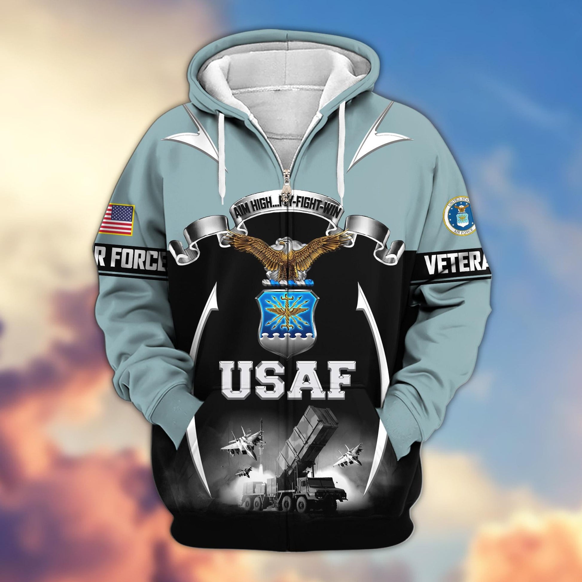 Premium US Veterans Zip Hoodie ATTN150821, Gifts For US Veterans, Gifts On Father's Day, Veterans Day.