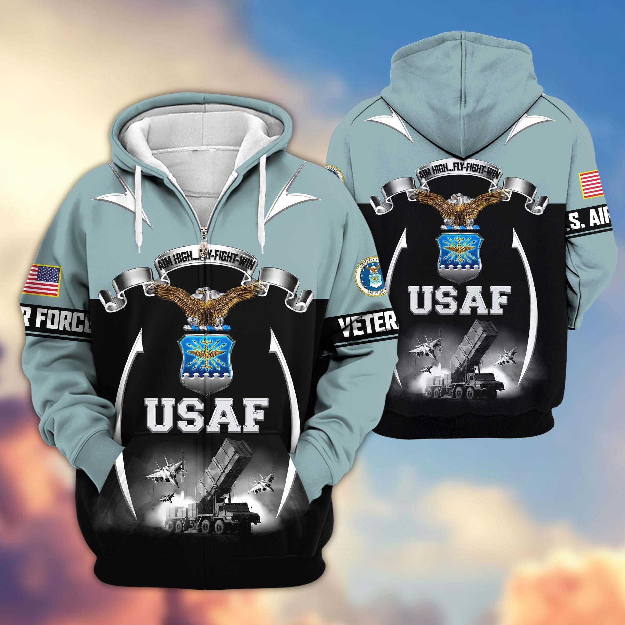 Premium US Veterans Zip Hoodie ATTN150821, Gifts For US Veterans, Gifts On Father's Day, Veterans Day.