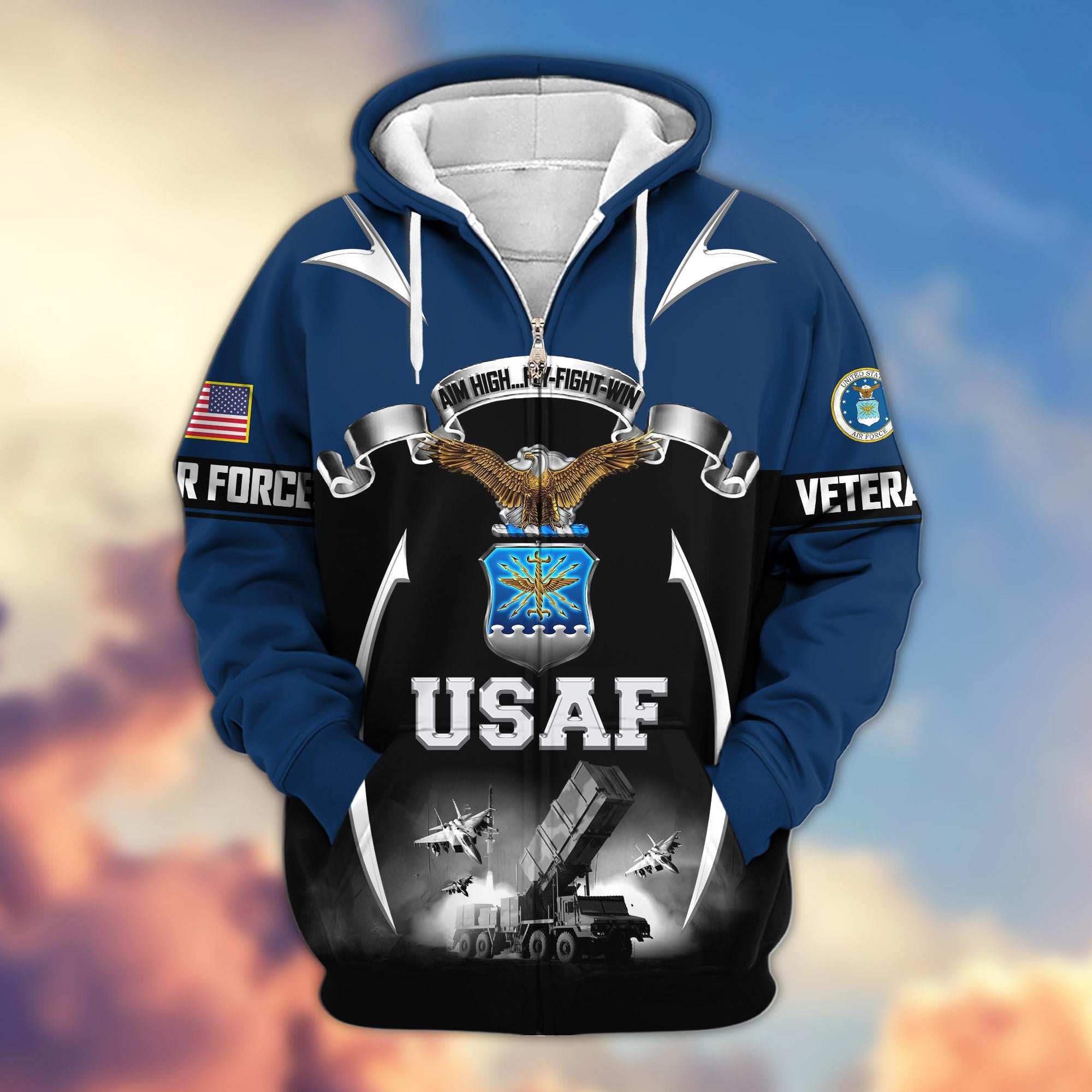 Premium US Veterans Zip Hoodie ATTN150821, Gifts For US Veterans, Gifts On Father's Day, Veterans Day.