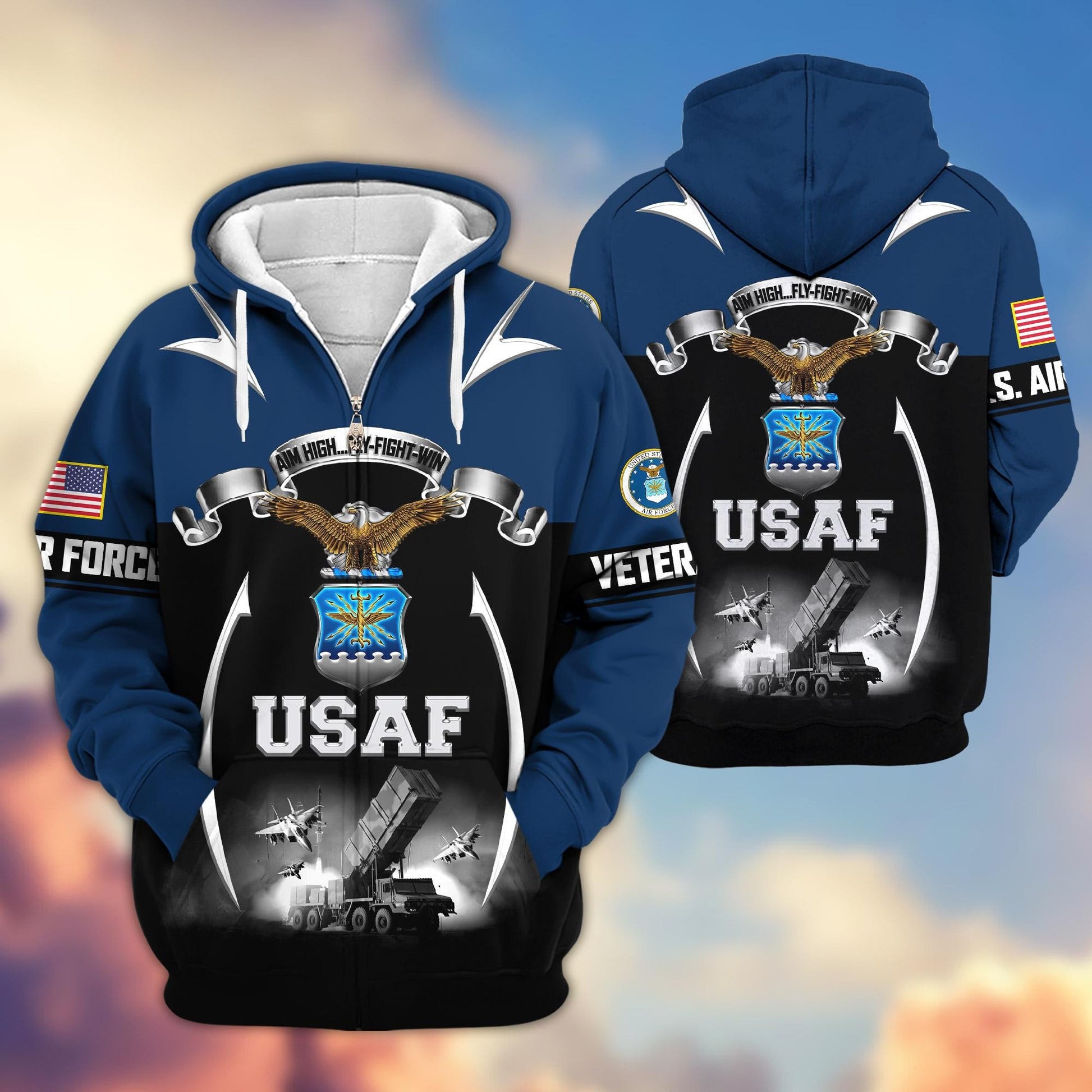 Premium US Veterans Zip Hoodie ATTN150821, Gifts For US Veterans, Gifts On Father's Day, Veterans Day.