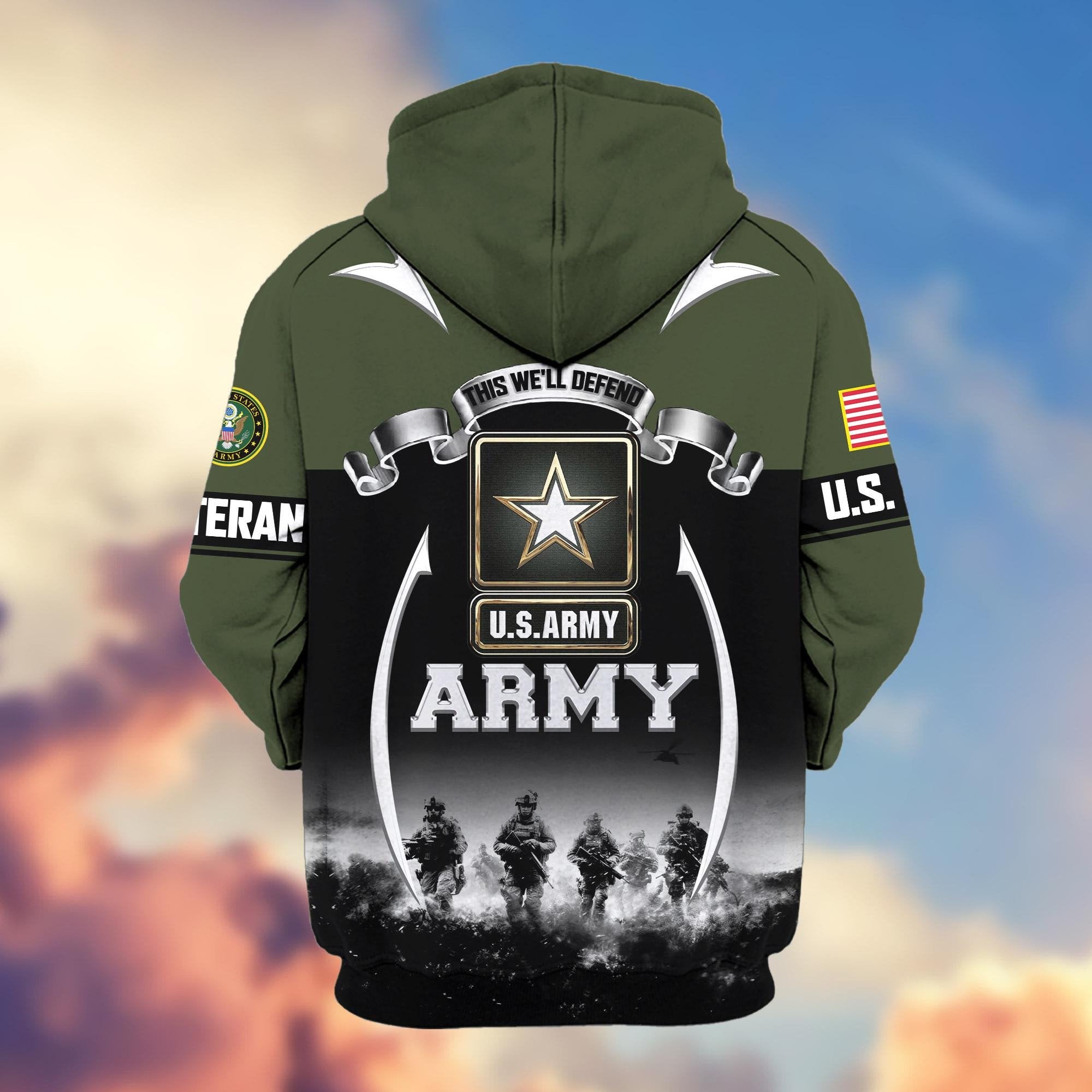 Premium US Veterans Zip Hoodie ATTN150821, Gifts For US Veterans, Gifts On Father's Day, Veterans Day.