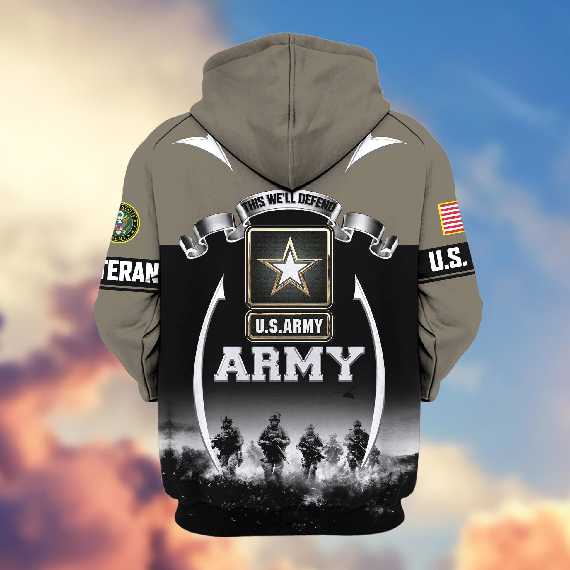 Premium US Veterans Zip Hoodie ATTN150821, Gifts For US Veterans, Gifts On Father's Day, Veterans Day.