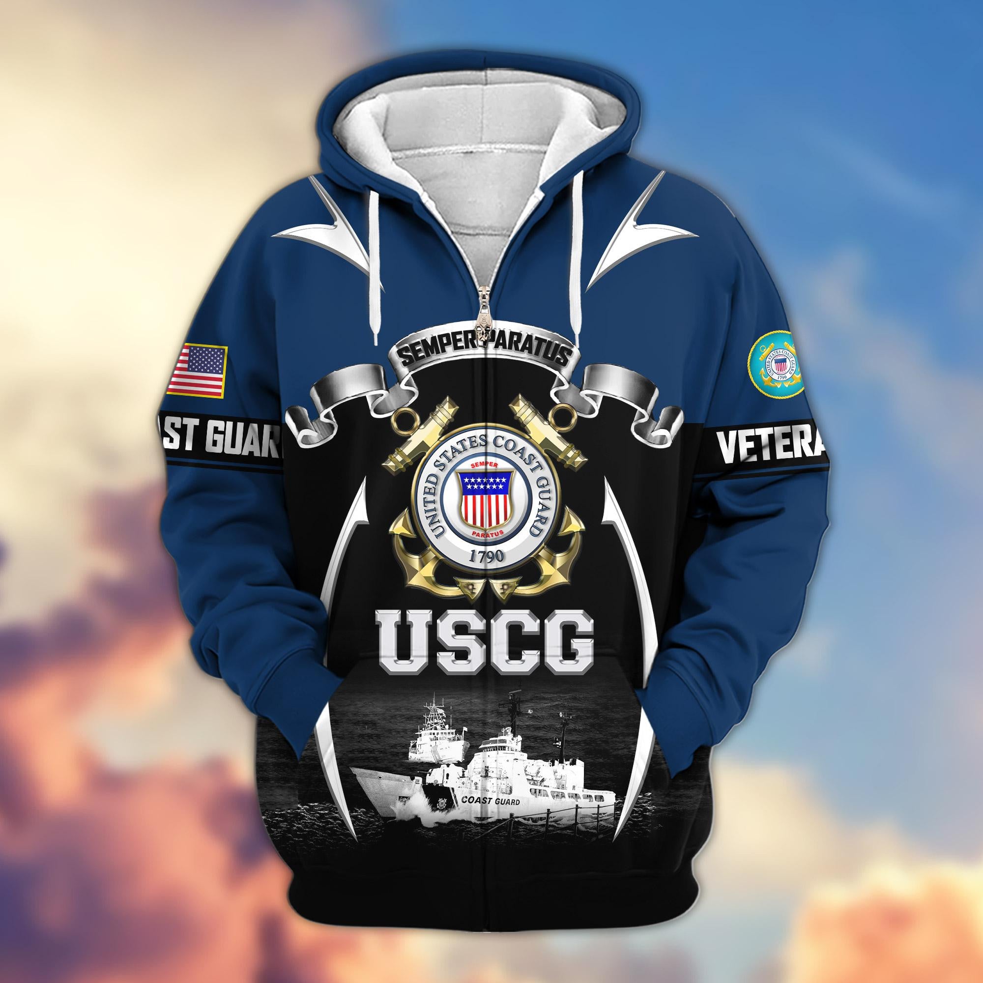 Premium US Veterans Zip Hoodie ATTN150821, Gifts For US Veterans, Gifts On Father's Day, Veterans Day.