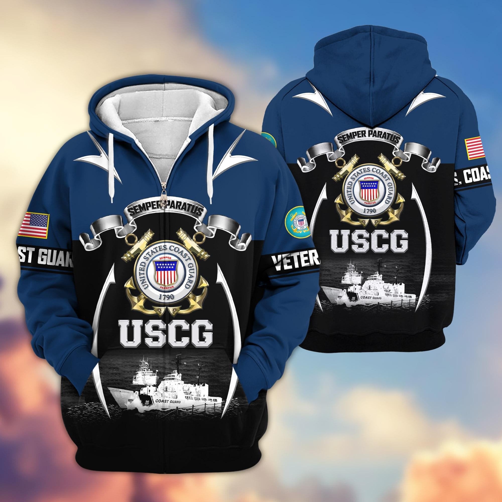 Premium US Veterans Zip Hoodie ATTN150821, Gifts For US Veterans, Gifts On Father's Day, Veterans Day.