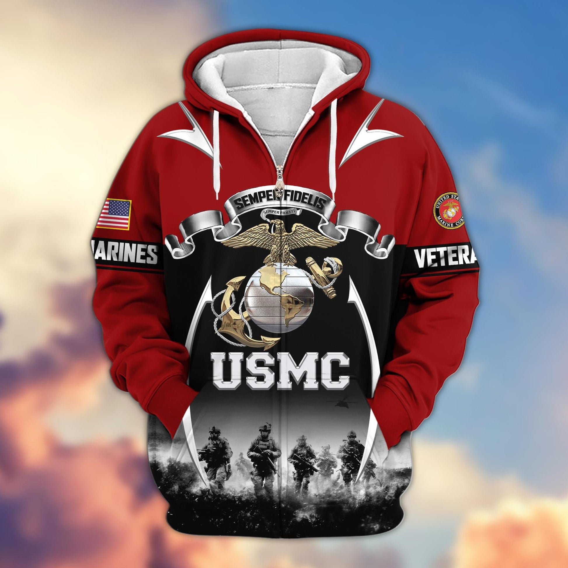 Premium US Veterans Zip Hoodie ATTN150821, Gifts For US Veterans, Gifts On Father's Day, Veterans Day.