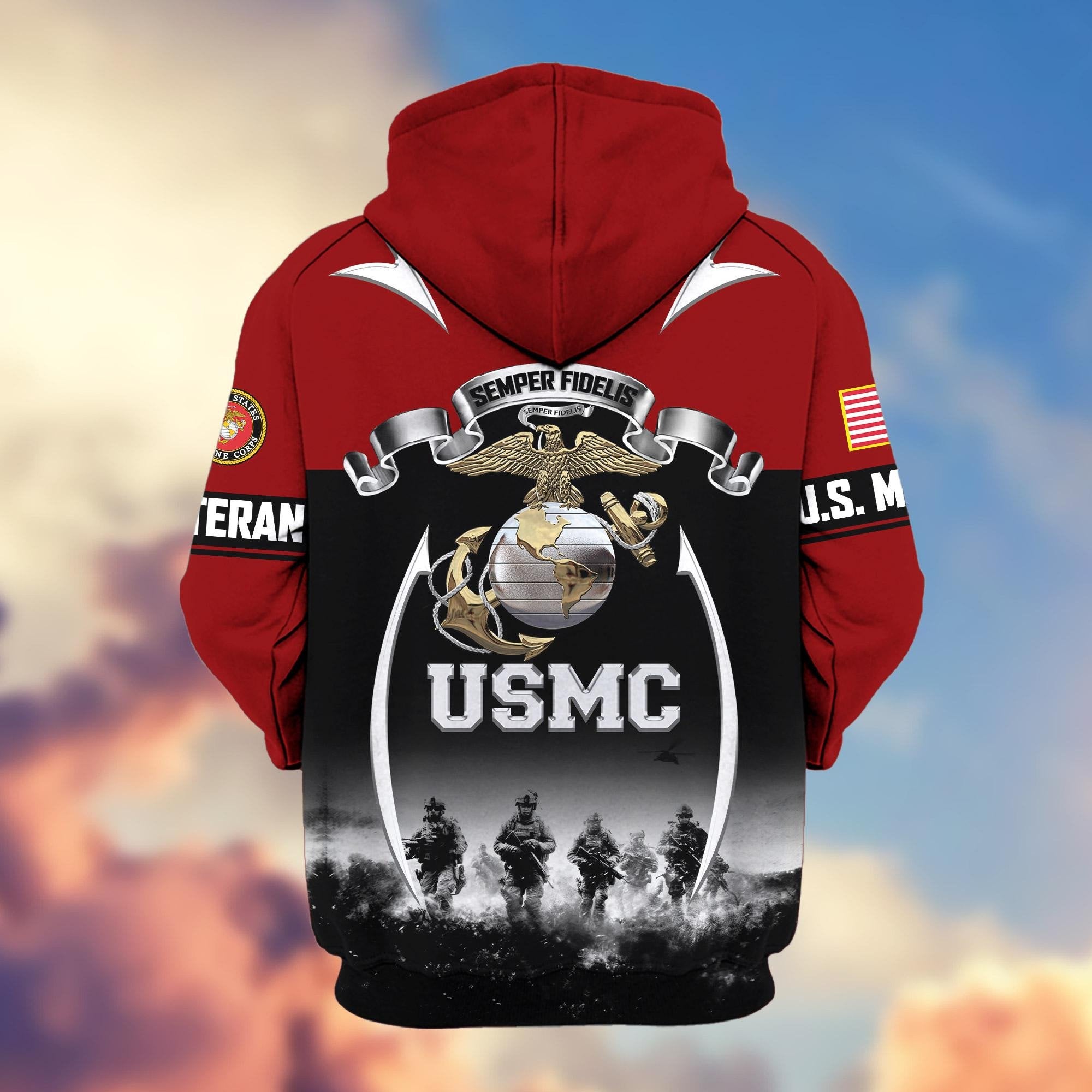 Premium US Veterans Zip Hoodie ATTN150821, Gifts For US Veterans, Gifts On Father's Day, Veterans Day.