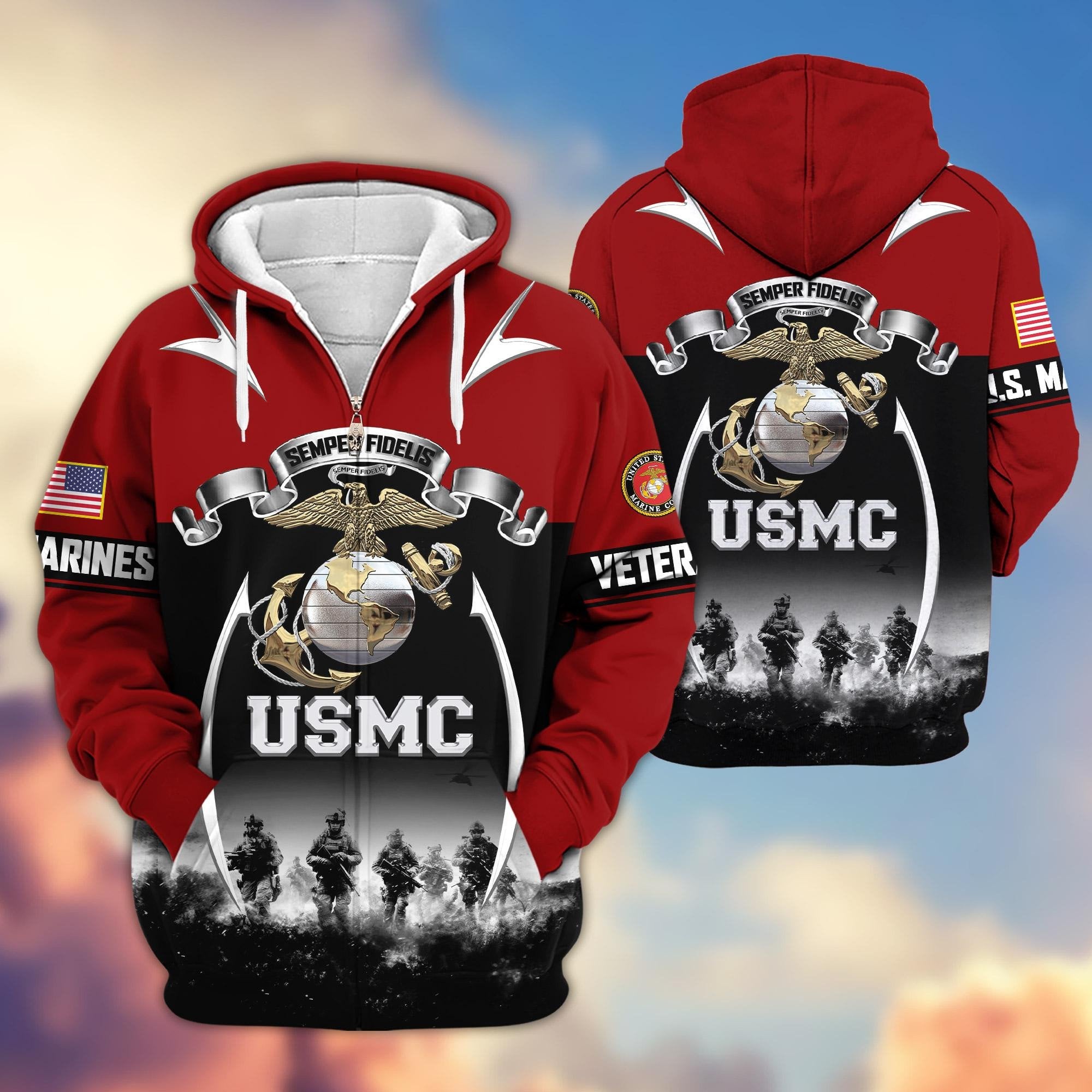 Premium US Veterans Zip Hoodie ATTN150821, Gifts For US Veterans, Gifts On Father's Day, Veterans Day.