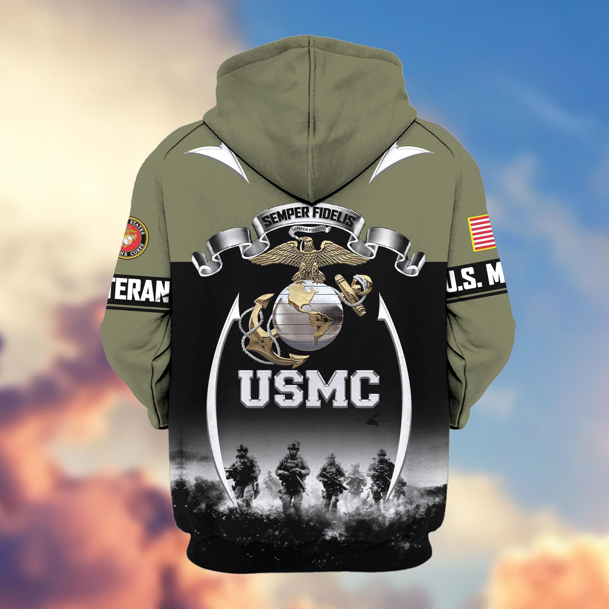 Premium US Veterans Zip Hoodie ATTN150821, Gifts For US Veterans, Gifts On Father's Day, Veterans Day.