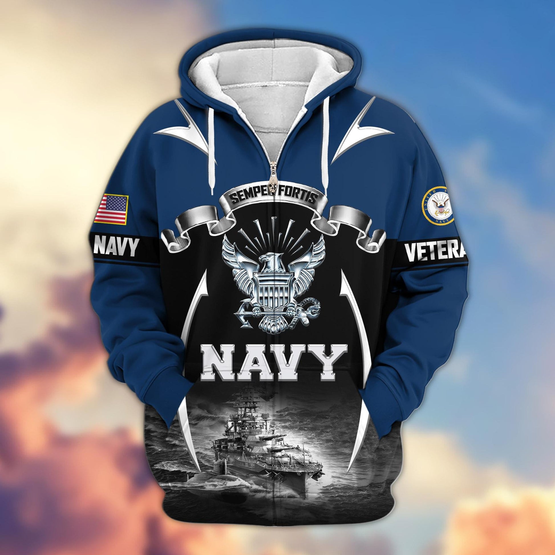 Premium US Veterans Zip Hoodie ATTN150821, Gifts For US Veterans, Gifts On Father's Day, Veterans Day.