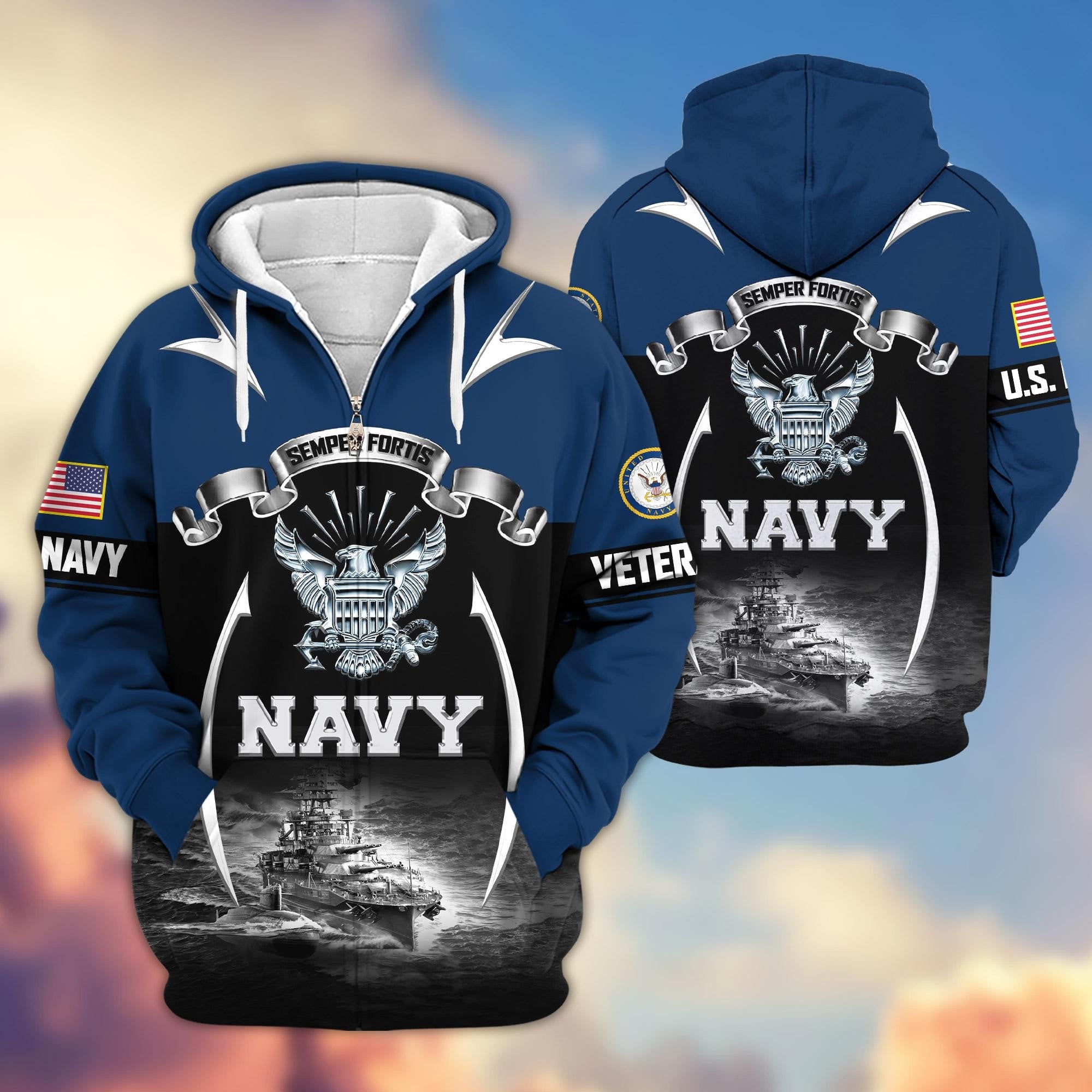 Premium US Veterans Zip Hoodie ATTN150821, Gifts For US Veterans, Gifts On Father's Day, Veterans Day.