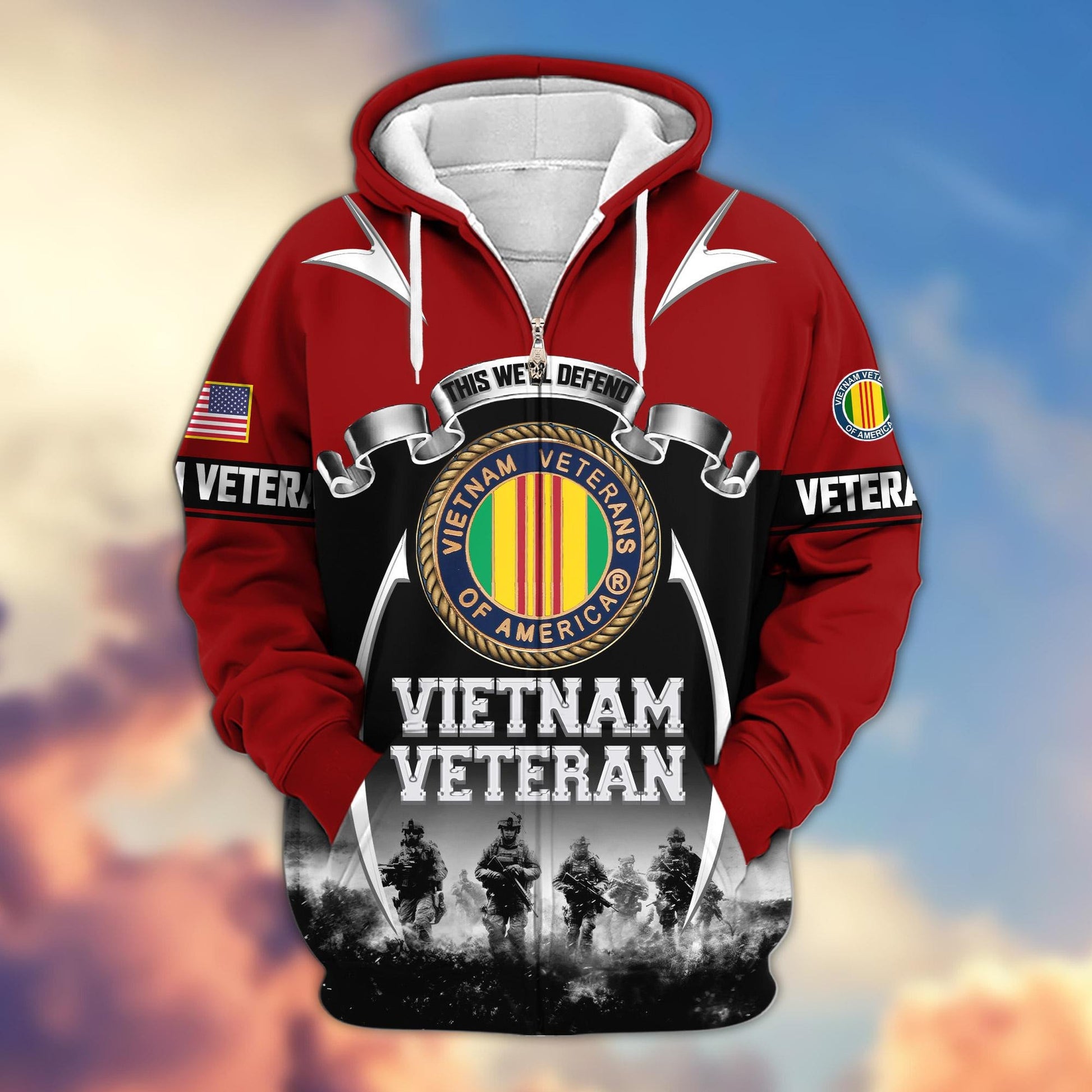 Premium US Veterans Zip Hoodie ATTN150821, Gifts For US Veterans, Gifts On Father's Day, Veterans Day.