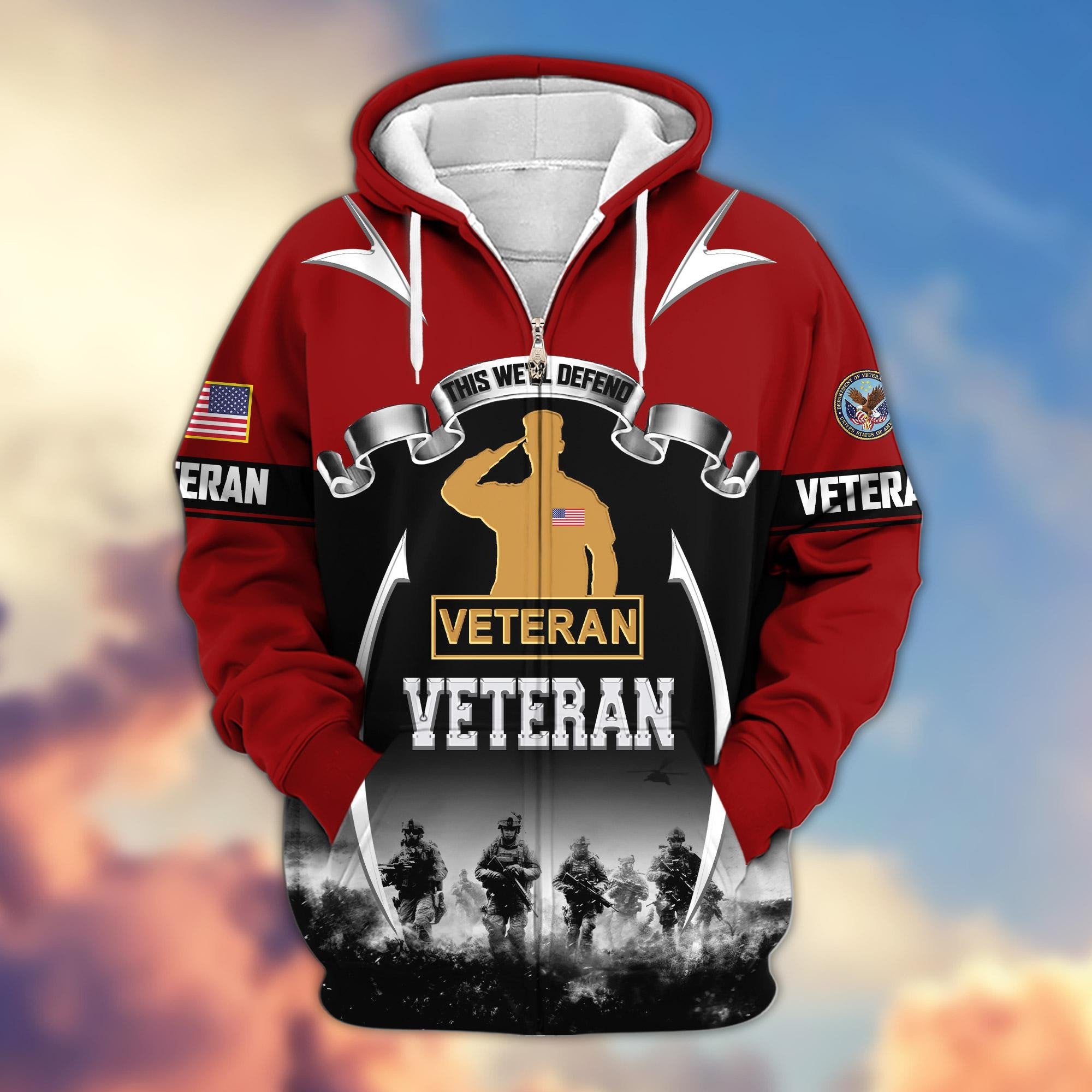 Premium US Veterans Zip Hoodie ATTN150821, Gifts For US Veterans, Gifts On Father's Day, Veterans Day.