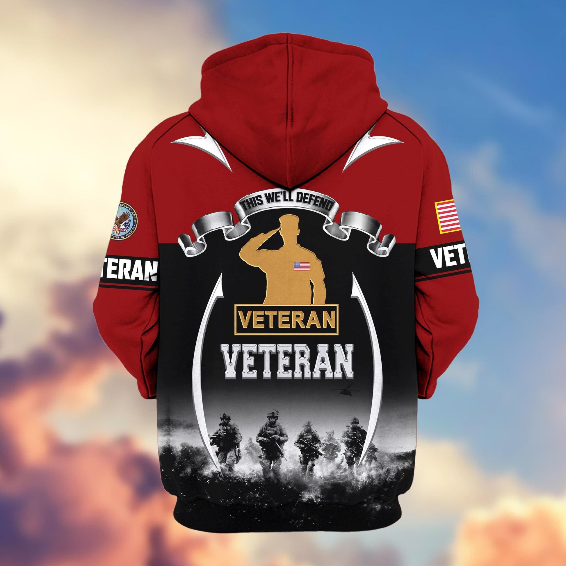 Premium US Veterans Zip Hoodie ATTN150821, Gifts For US Veterans, Gifts On Father's Day, Veterans Day.