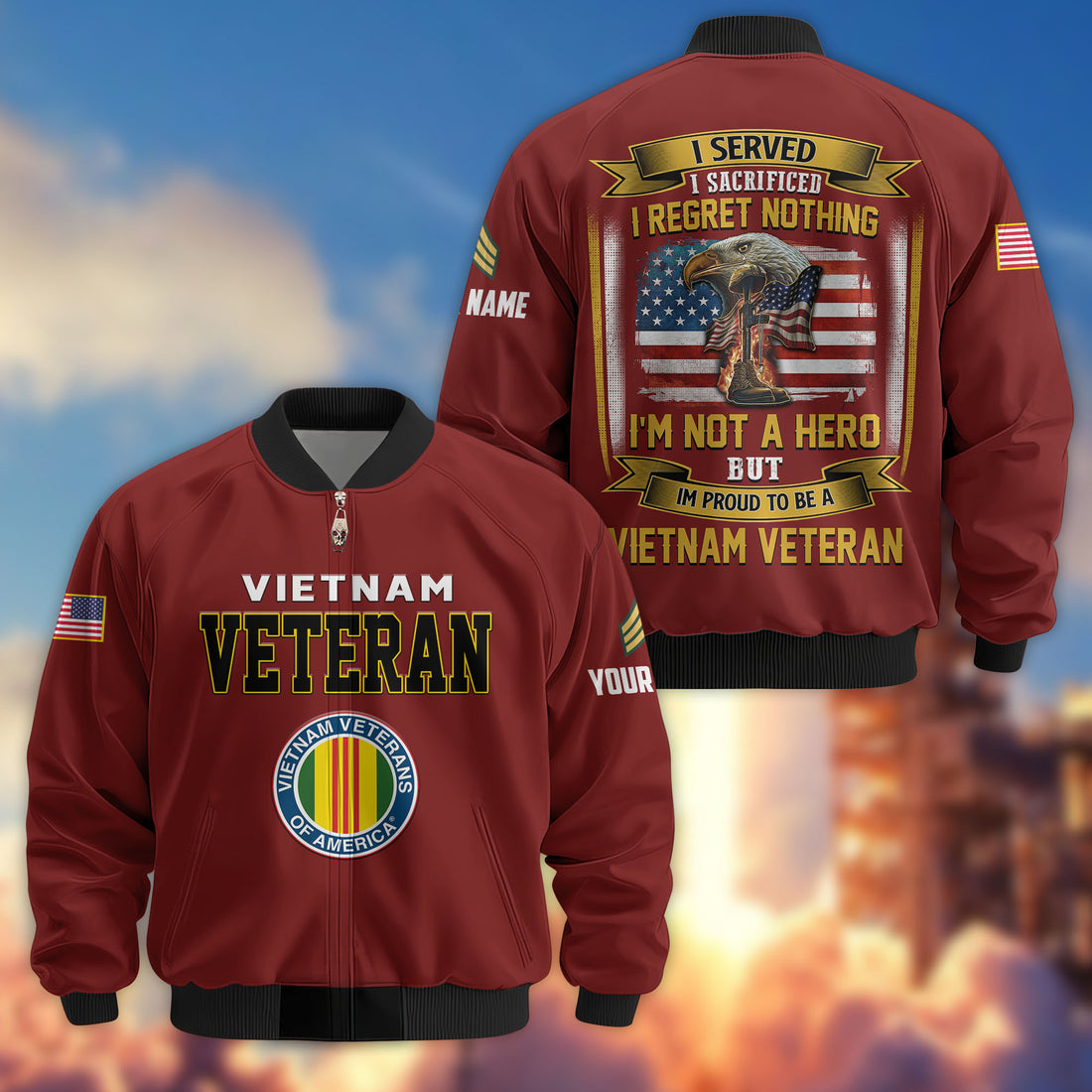 Premium Custom Vietnam Veteran Bomber Jacket VPVC804006, Gifts For Vietnam Veteran, Gifts On Father's Day, Veterans Day.