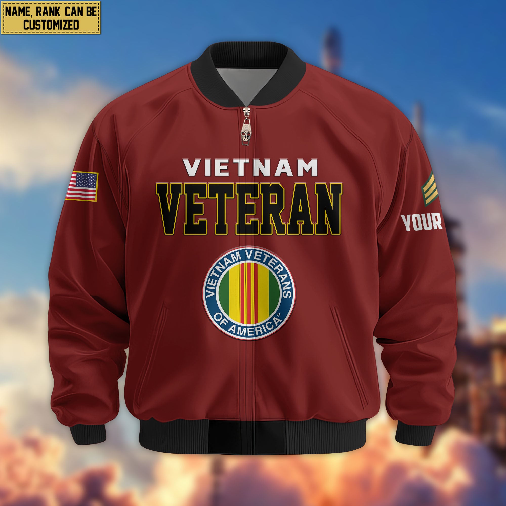 Premium Custom Vietnam Veteran Bomber Jacket VPVC804006, Gifts For Vietnam Veteran, Gifts On Father's Day, Veterans Day.