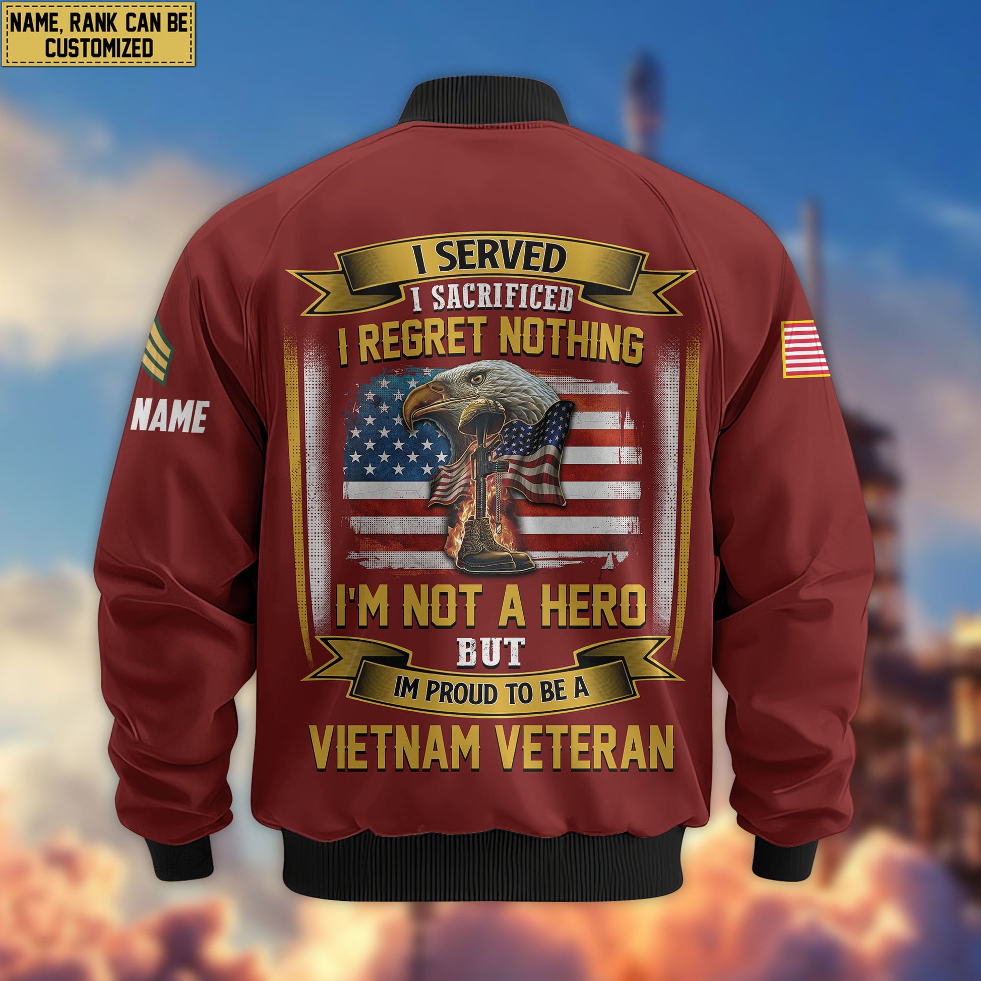 Premium Custom Vietnam Veteran Bomber Jacket VPVC804006, Gifts For Vietnam Veteran, Gifts On Father's Day, Veterans Day.