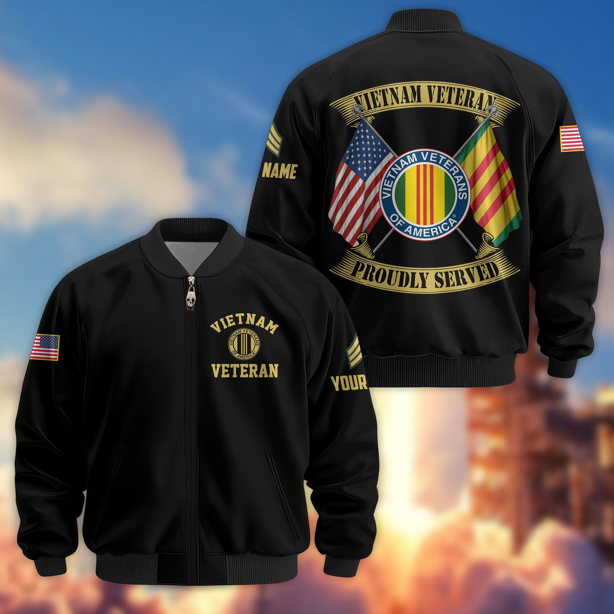 Premium Custom Vietnam Veteran Bomber Jacket VPVC804106, Gifts For Vietnam Veteran, Gifts On Father's Day, Veterans Day.