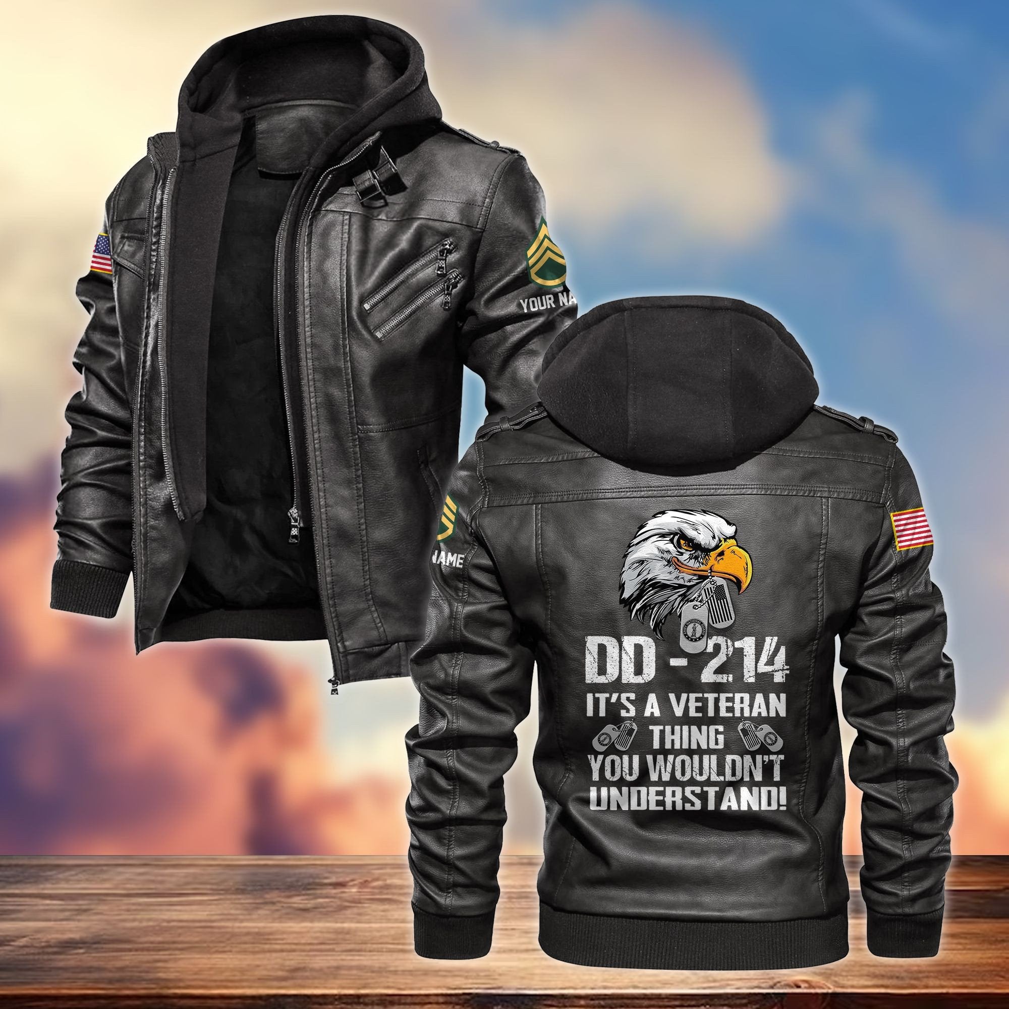 Premium Custom US Army National Guard Veteran Leather Jacket VPVC701408, Gifts For Army National Guard Veteran, Gifts On Father's Day, Armed Forces Day, Veterans Day.