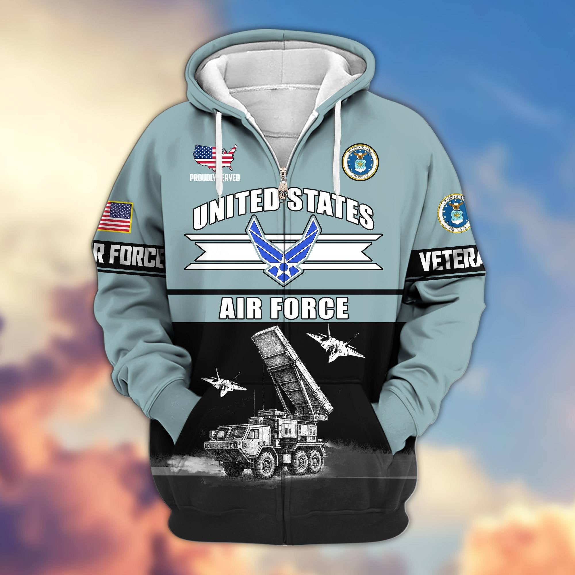 Premium US Veterans Zip Hoodie ATTN260821, Gifts For US Veterans, Gifts On Father's Day, Veterans Day.