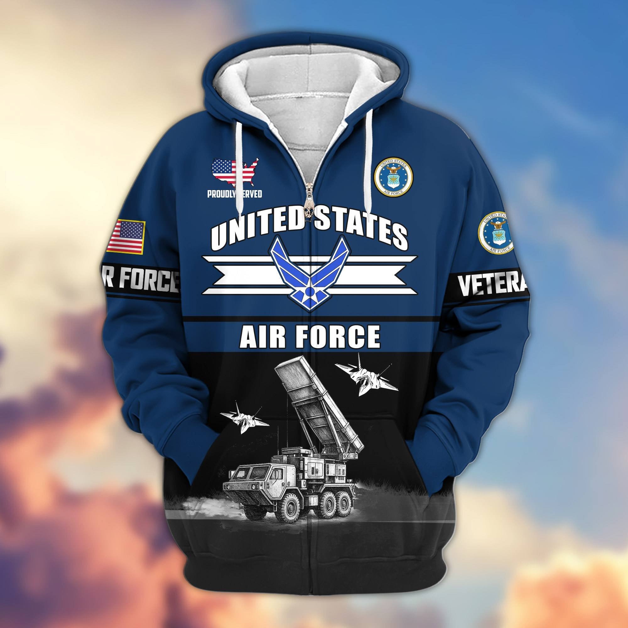 Premium US Veterans Zip Hoodie ATTN260821, Gifts For US Veterans, Gifts On Father's Day, Veterans Day.