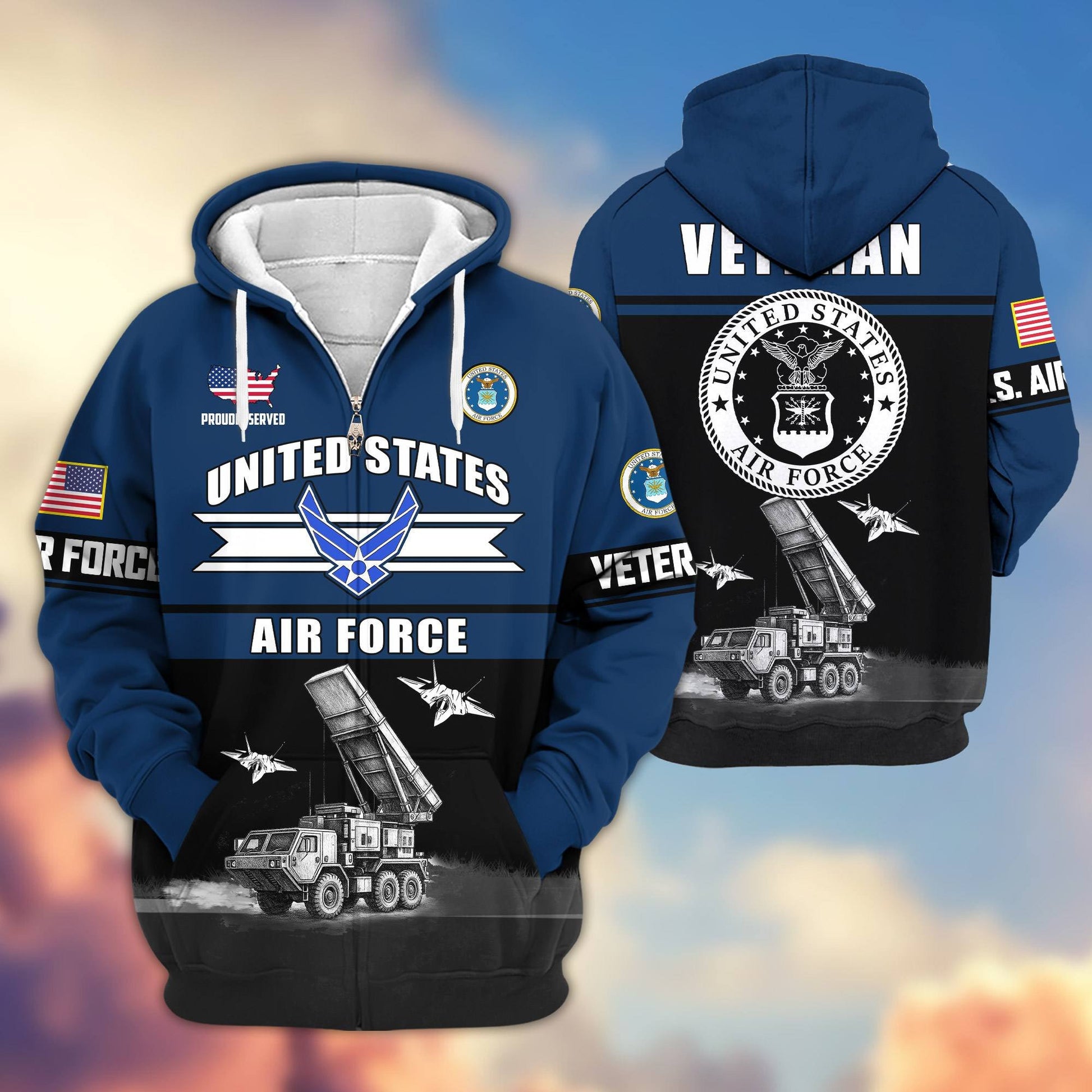 Premium US Veterans Zip Hoodie ATTN260821, Gifts For US Veterans, Gifts On Father's Day, Veterans Day.