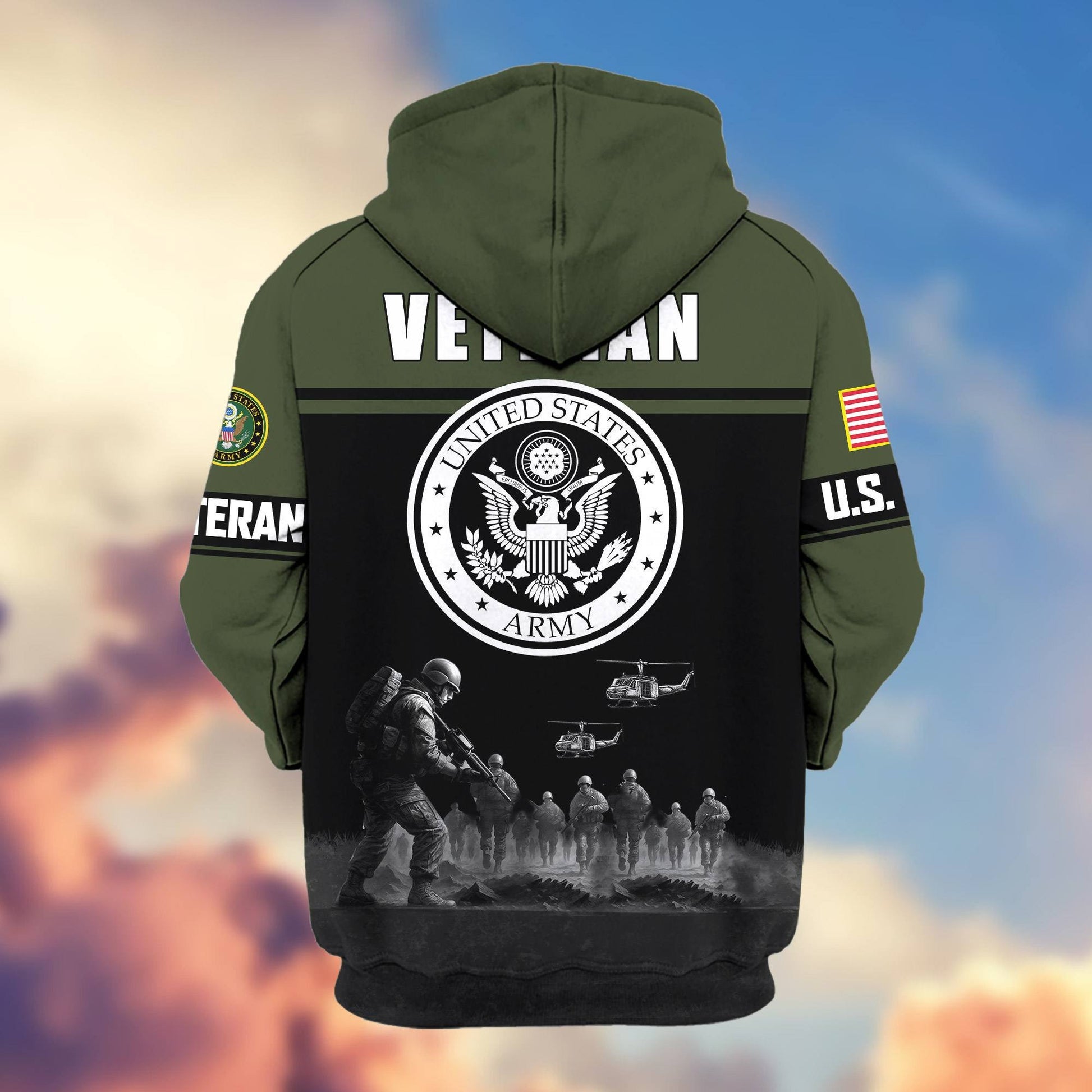 Premium US Veterans Zip Hoodie ATTN260821, Gifts For US Veterans, Gifts On Father's Day, Veterans Day.