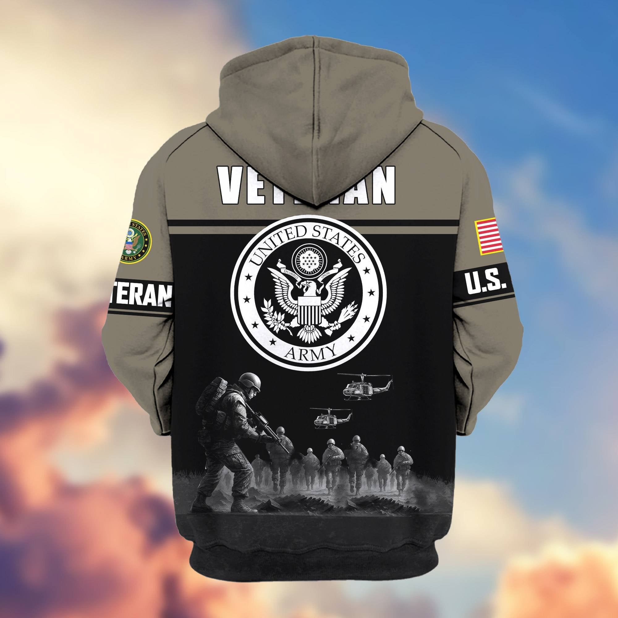 Premium US Veterans Zip Hoodie ATTN260821, Gifts For US Veterans, Gifts On Father's Day, Veterans Day.