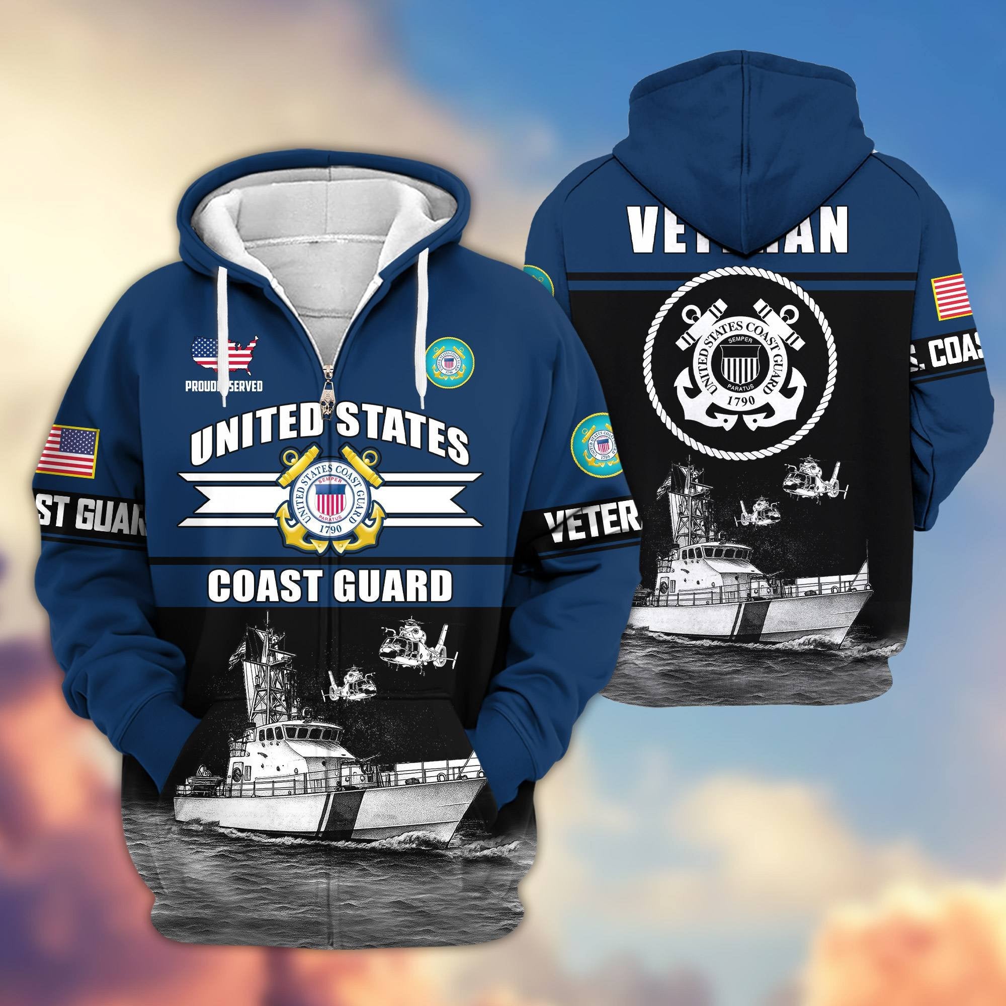 Premium US Veterans Zip Hoodie ATTN260821, Gifts For US Veterans, Gifts On Father's Day, Veterans Day.