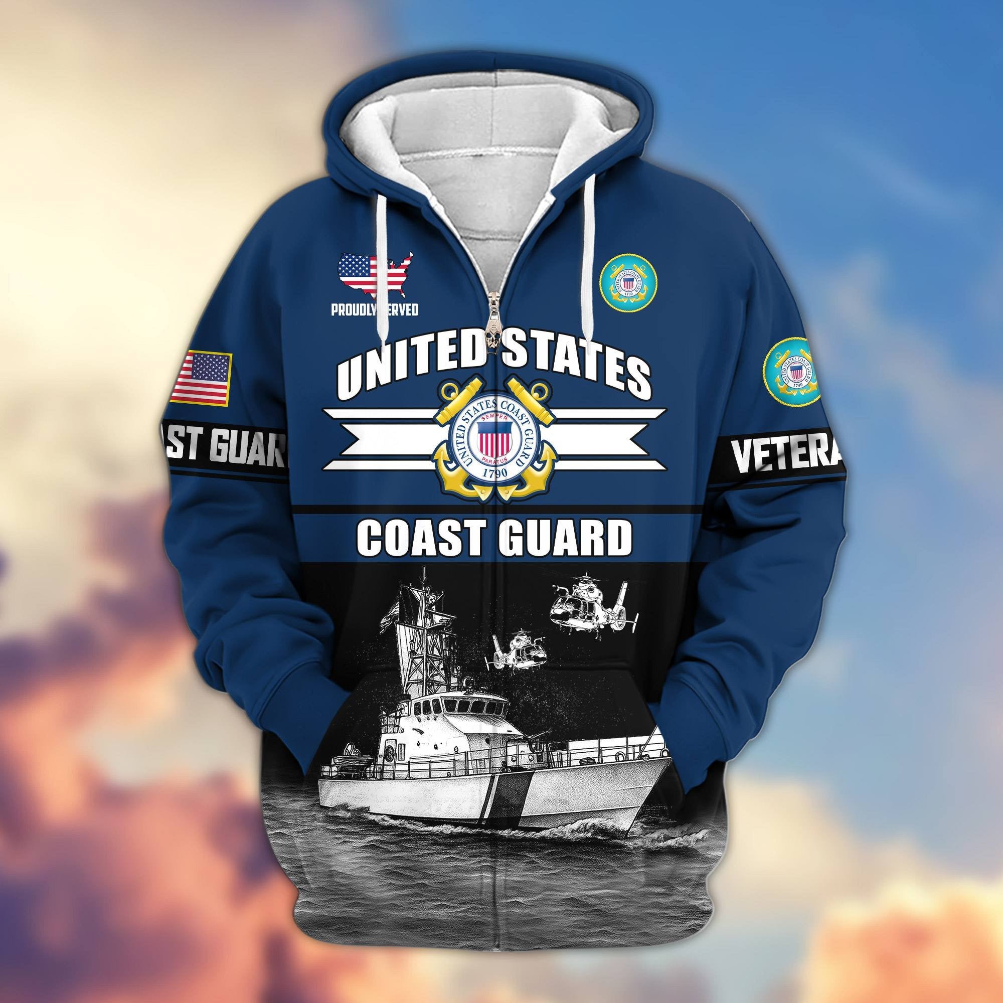 Premium US Veterans Zip Hoodie ATTN260821, Gifts For US Veterans, Gifts On Father's Day, Veterans Day.
