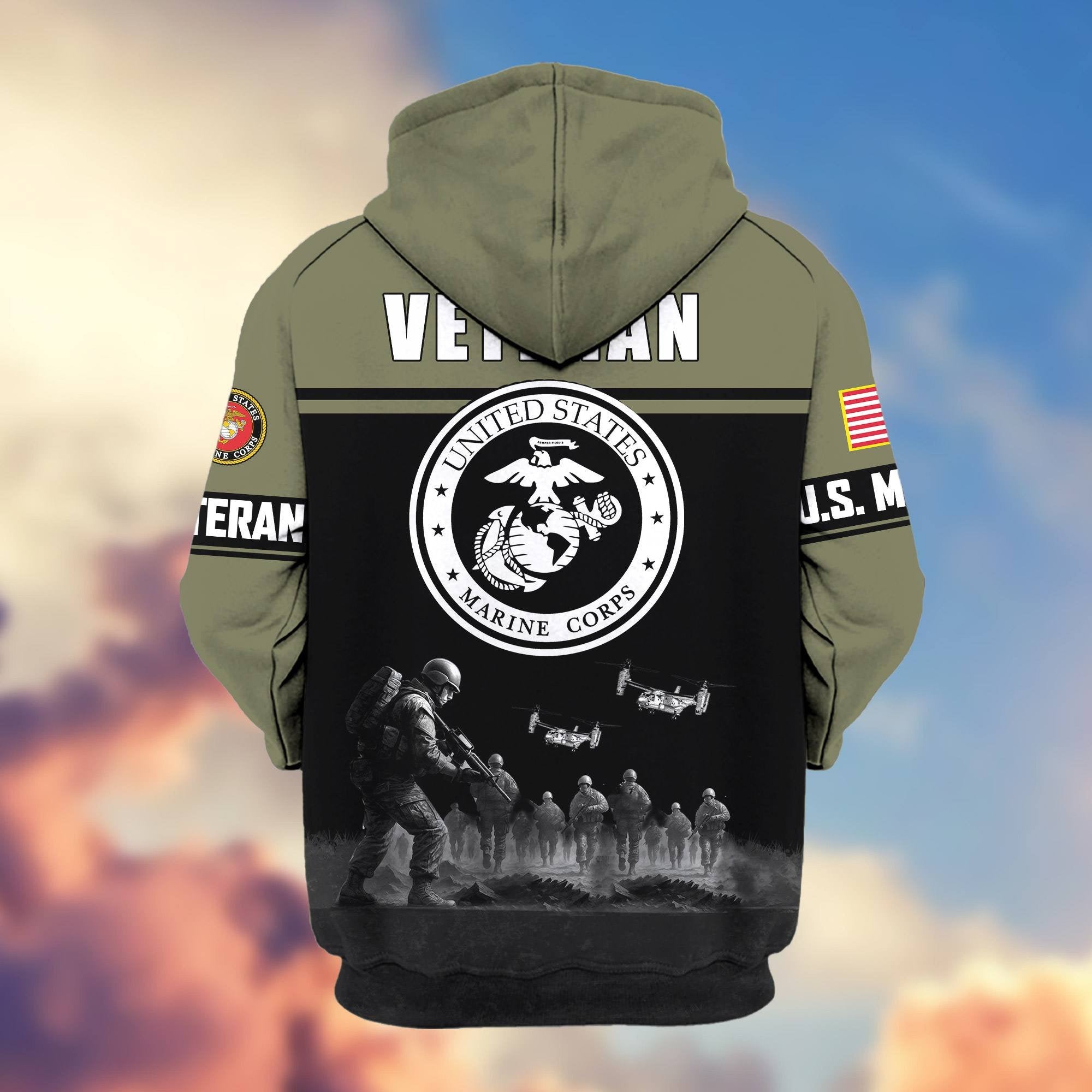 Premium US Veterans Zip Hoodie ATTN260821, Gifts For US Veterans, Gifts On Father's Day, Veterans Day.