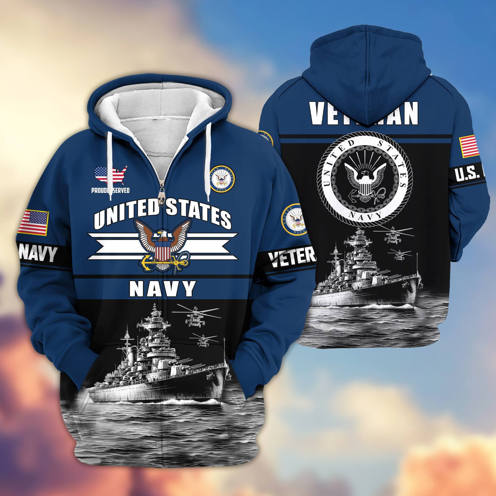 Premium US Veterans Zip Hoodie ATTN260821, Gifts For US Veterans, Gifts On Father's Day, Veterans Day.