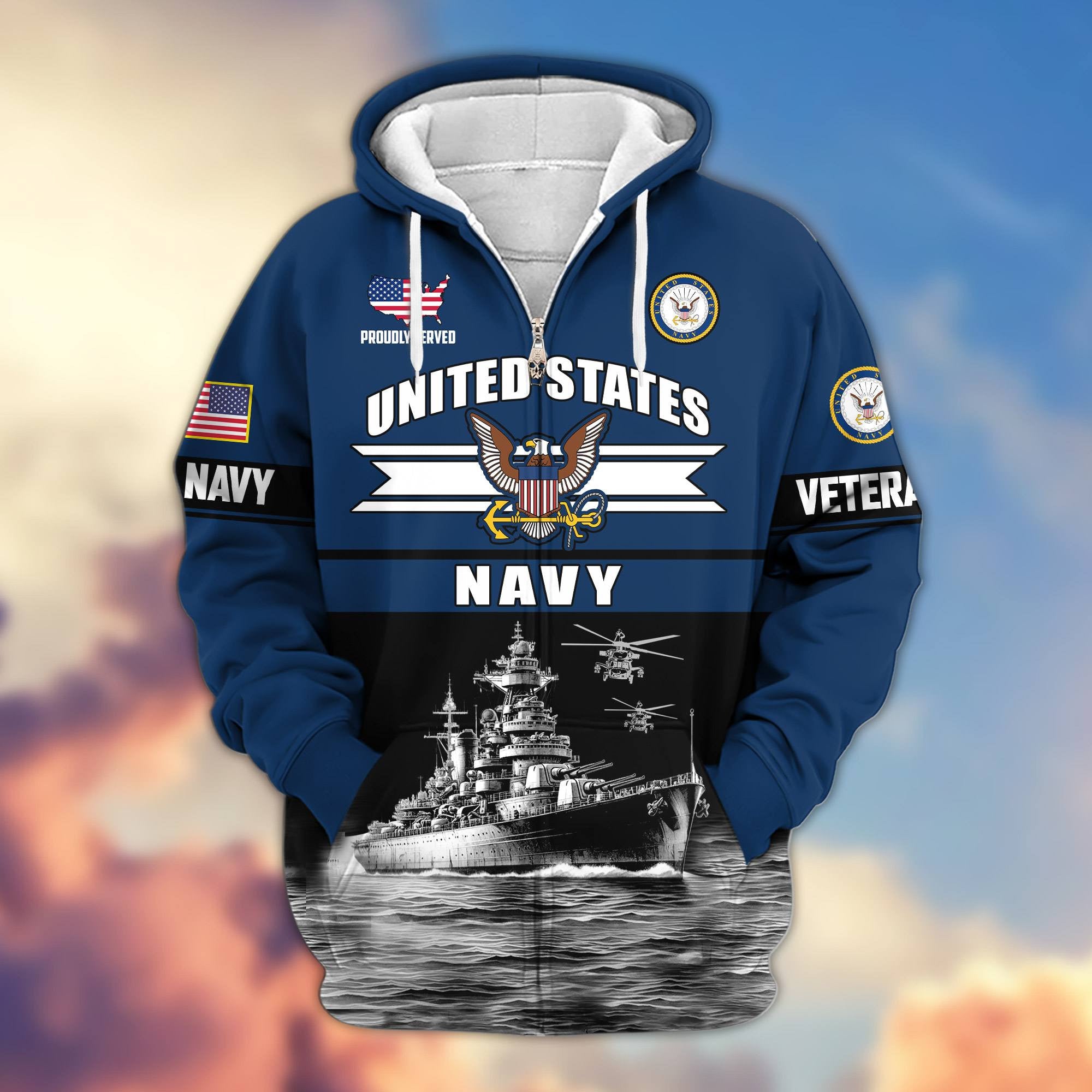 Premium US Veterans Zip Hoodie ATTN260821, Gifts For US Veterans, Gifts On Father's Day, Veterans Day.