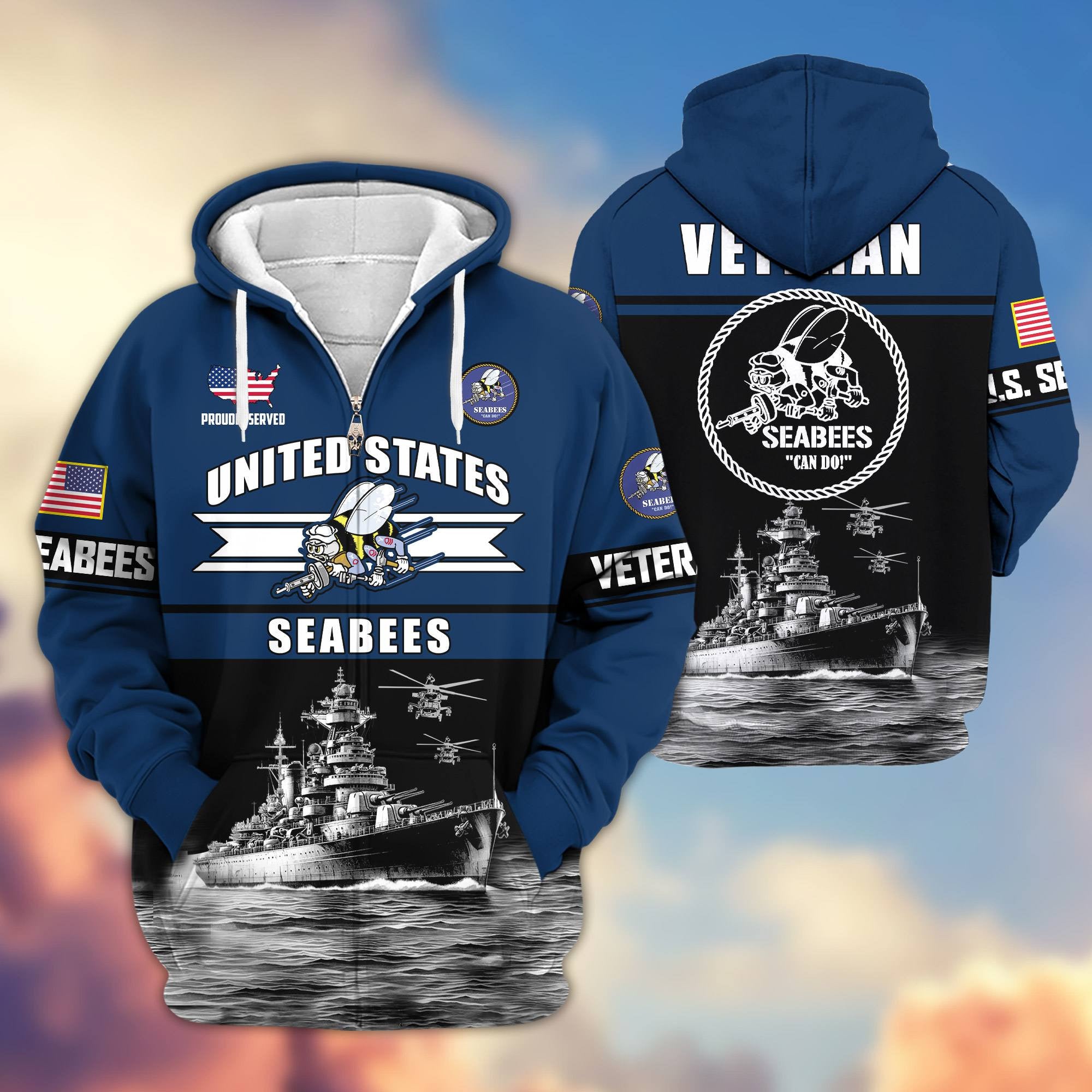 Premium US Veterans Zip Hoodie ATTN260821, Gifts For US Veterans, Gifts On Father's Day, Veterans Day.