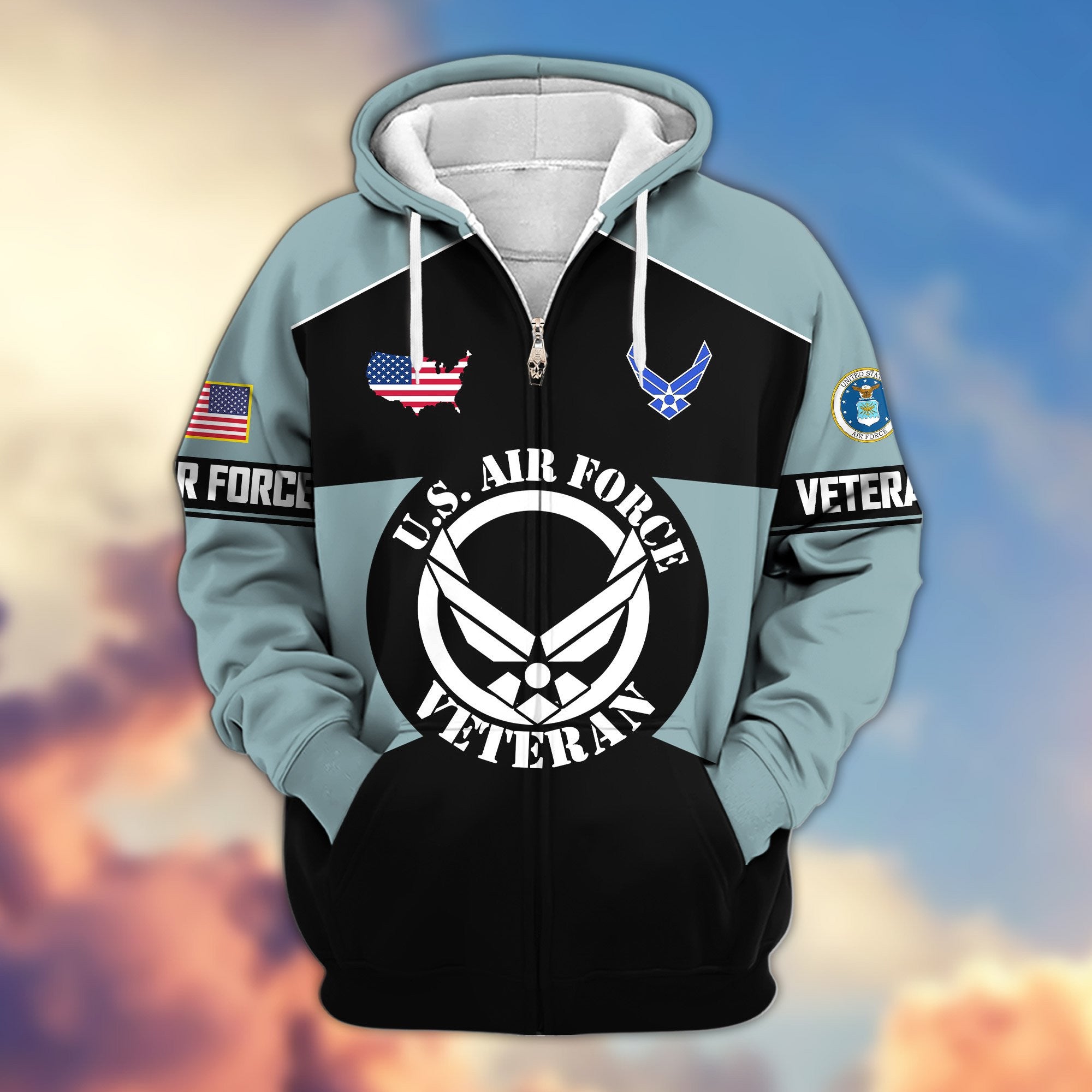 Premium US Veterans Zip Hoodie ATTN080921, Gifts For US Veterans, Gifts On Father's Day, Veterans Day.