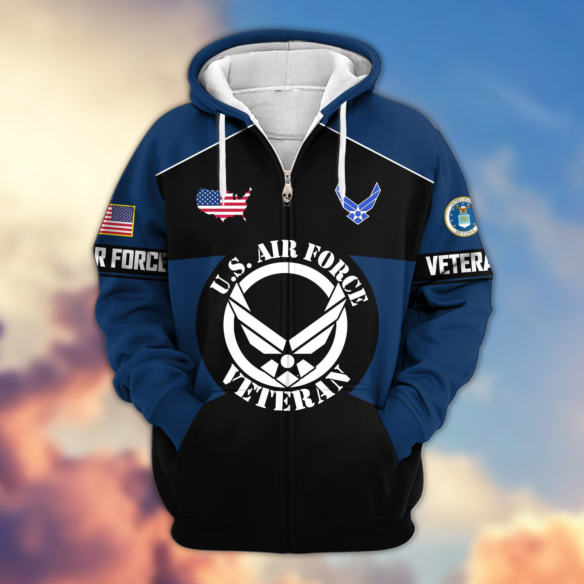 Premium US Veterans Zip Hoodie ATTN080921, Gifts For US Veterans, Gifts On Father's Day, Veterans Day.
