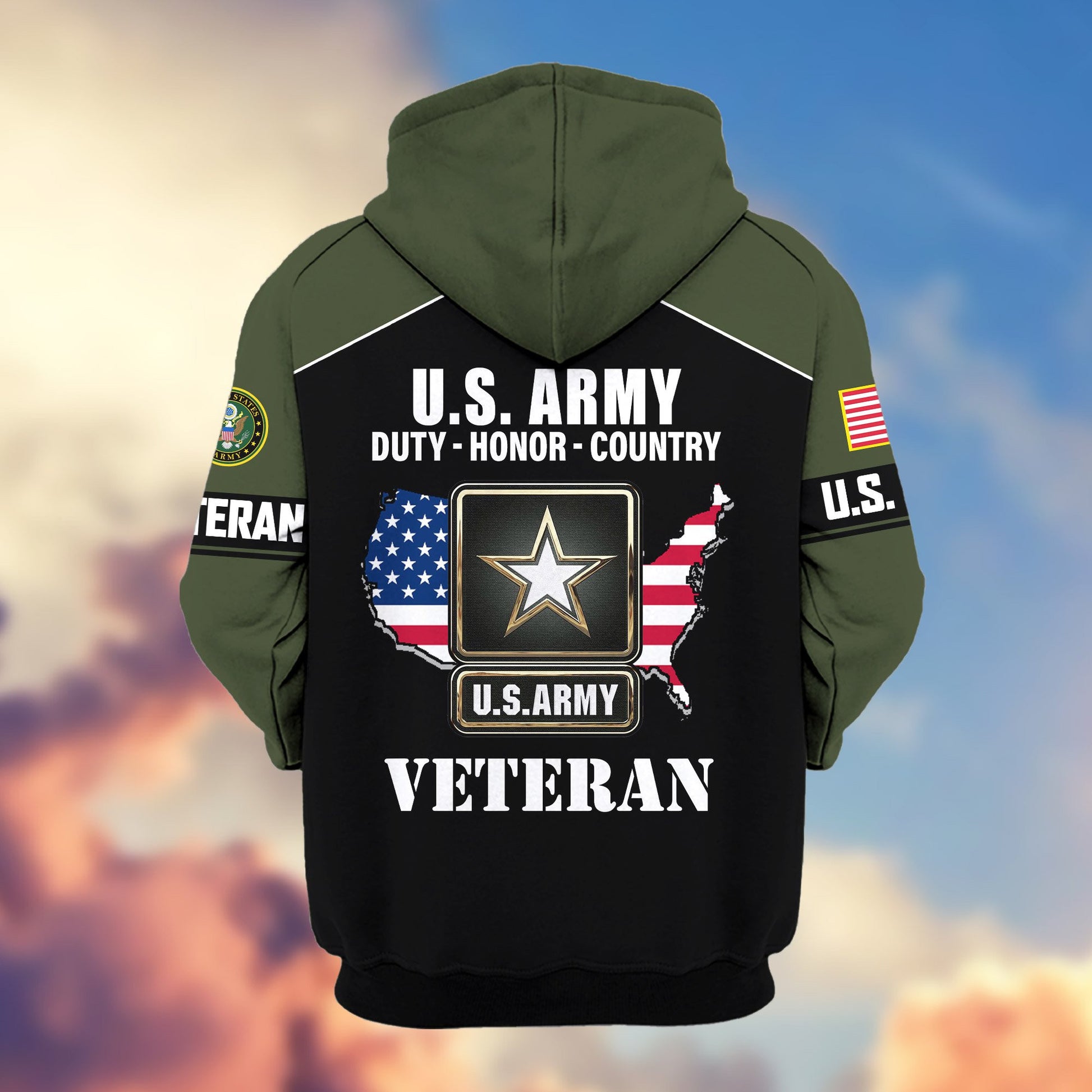 Premium US Veterans Zip Hoodie ATTN080921, Gifts For US Veterans, Gifts On Father's Day, Veterans Day.