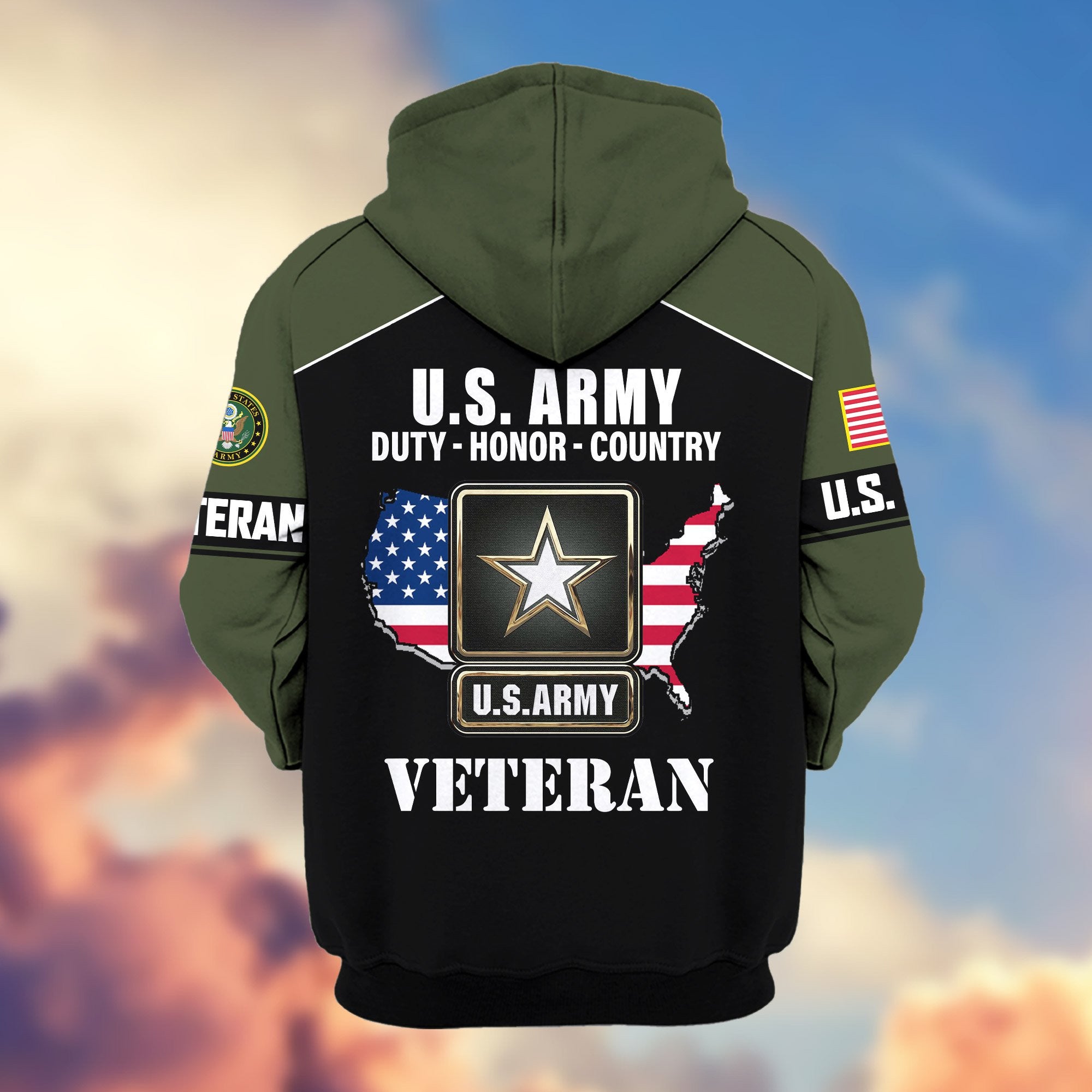 Premium US Veterans Zip Hoodie ATTN080921, Gifts For US Veterans, Gifts On Father's Day, Veterans Day.