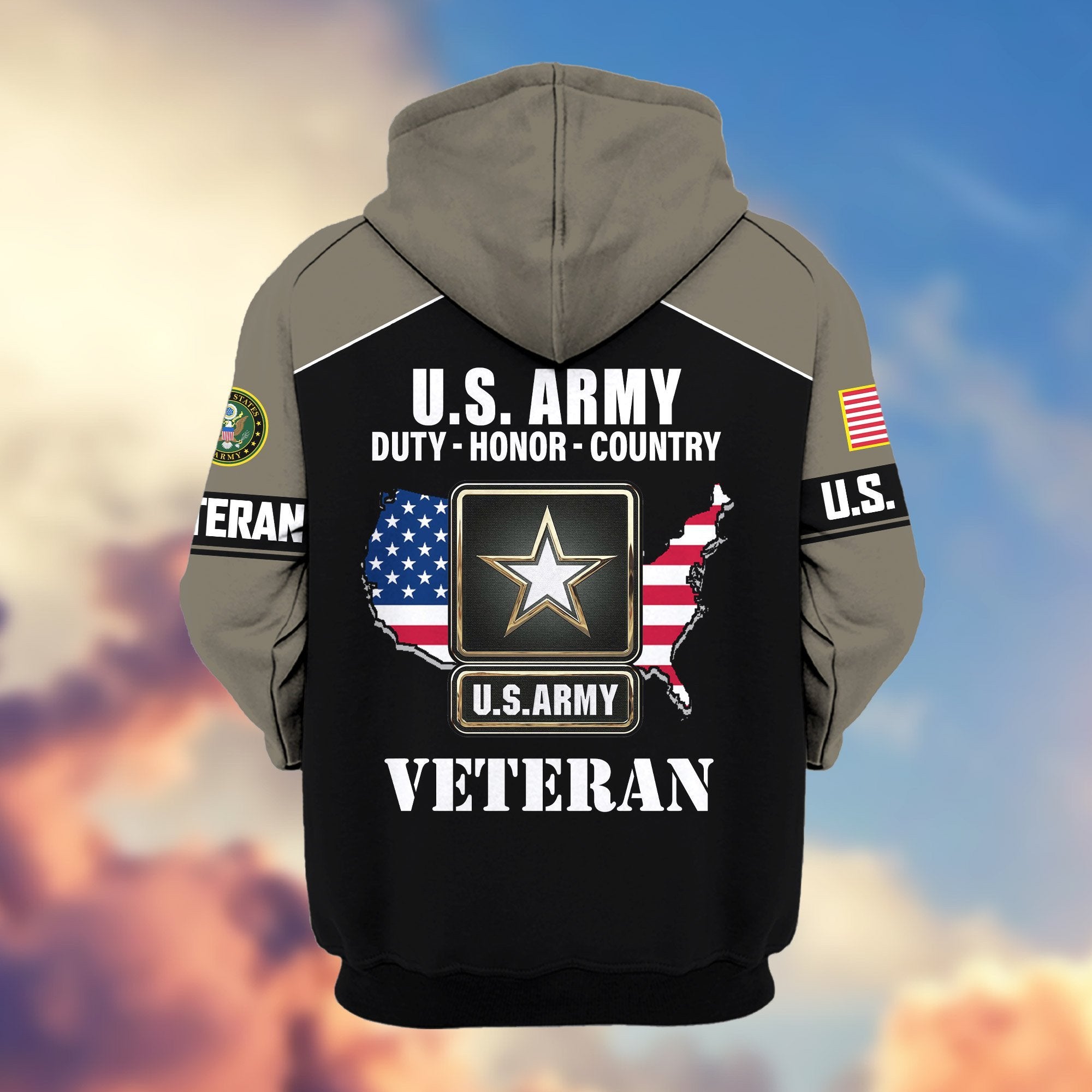 Premium US Veterans Zip Hoodie ATTN080921, Gifts For US Veterans, Gifts On Father's Day, Veterans Day.
