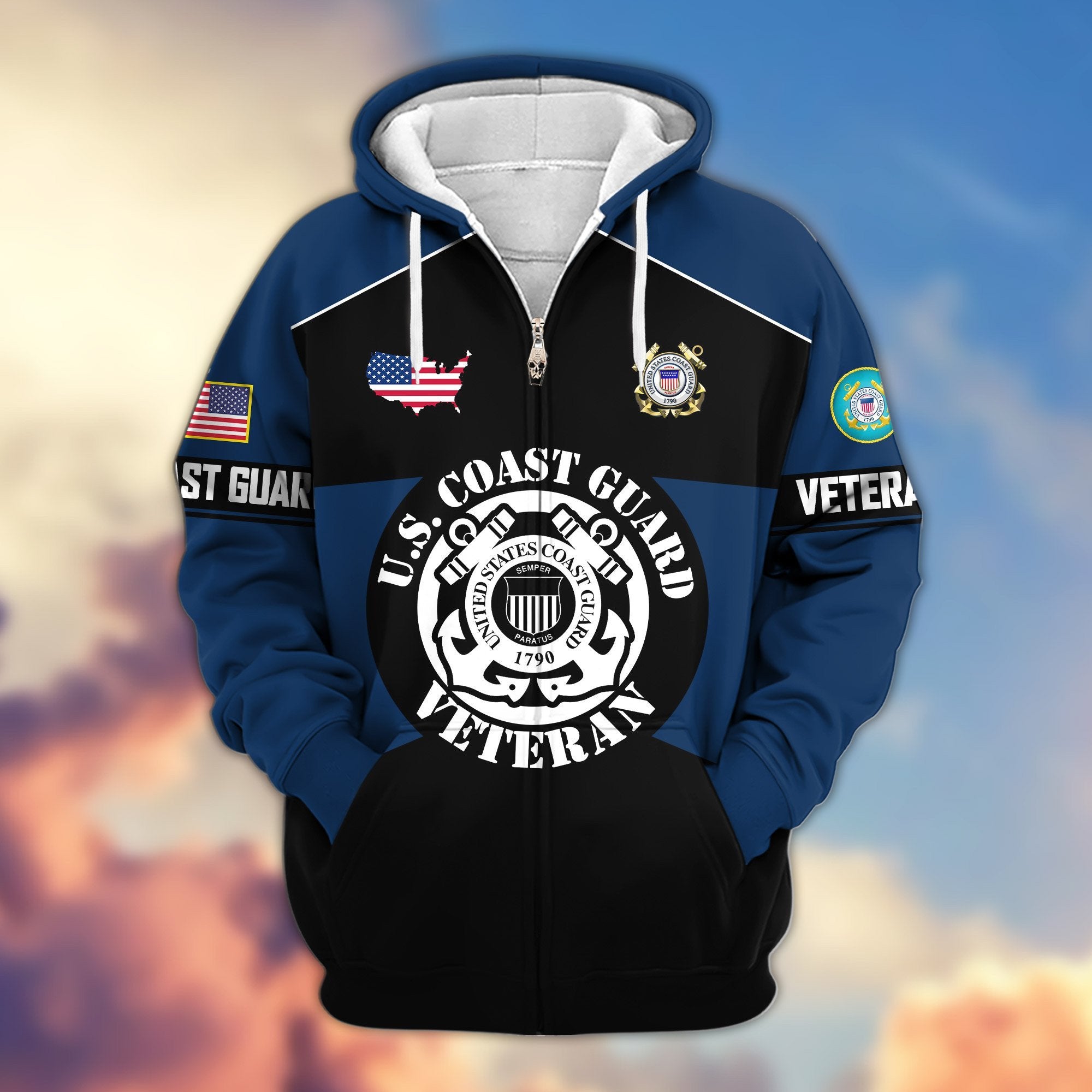 Premium US Veterans Zip Hoodie ATTN080921, Gifts For US Veterans, Gifts On Father's Day, Veterans Day.