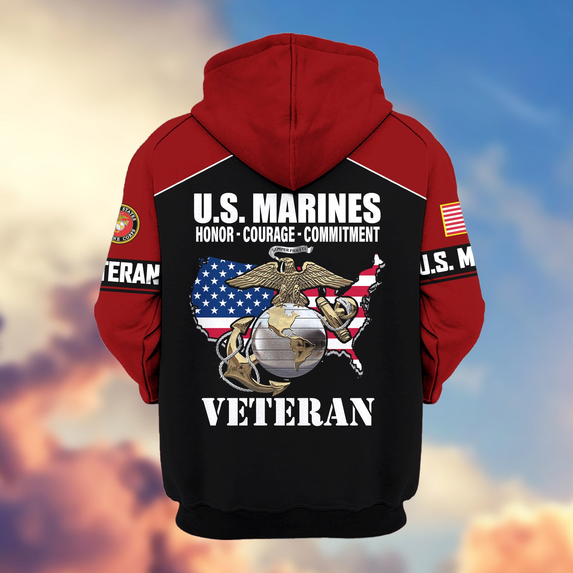 Premium US Veterans Zip Hoodie ATTN080921, Gifts For US Veterans, Gifts On Father's Day, Veterans Day.
